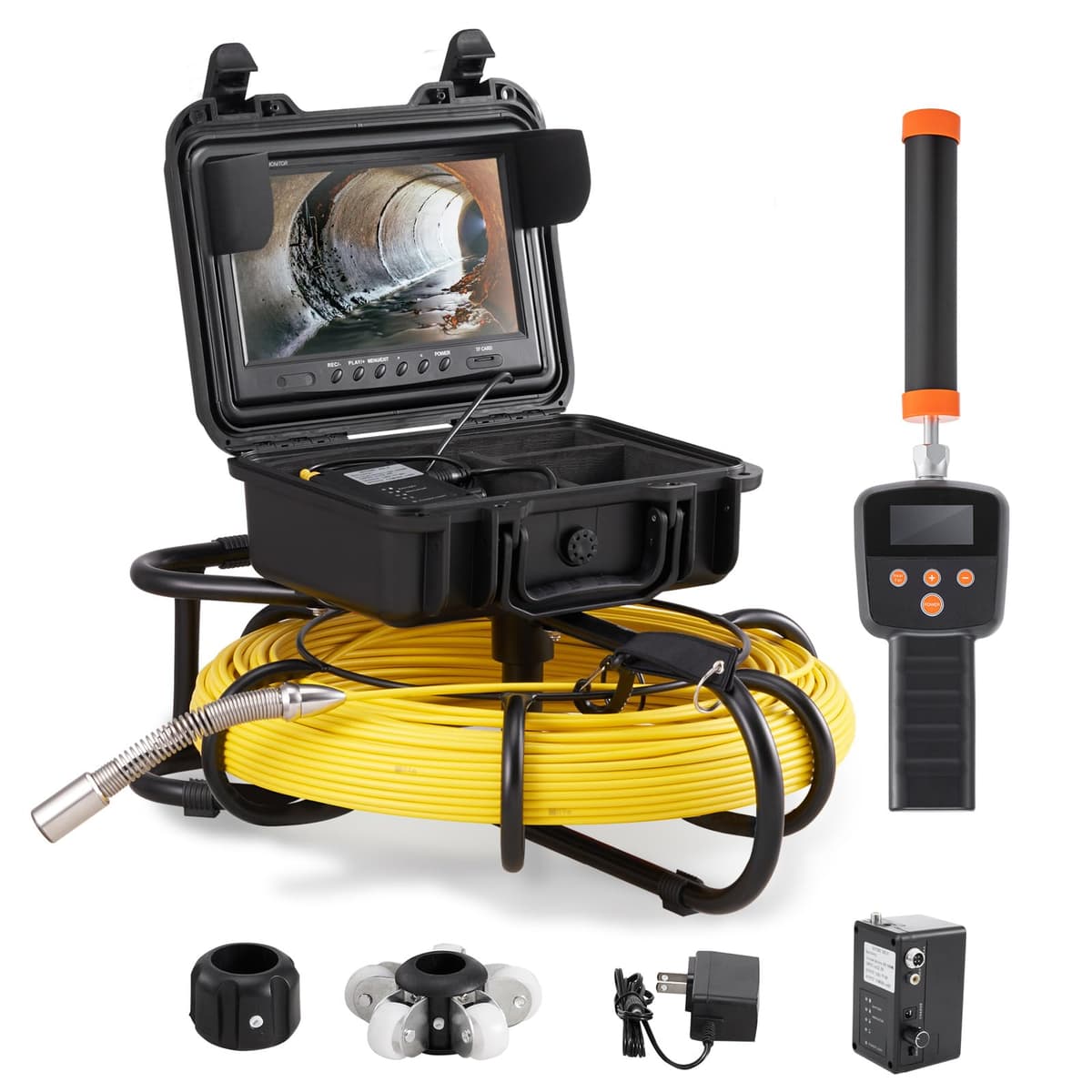 VEVOR Cámara de Inspección para Alcantarillado 300 ft / 91.5 m con DVR y Localizador 512Hz, IP68,9" 300 ft Sewer Camera w/512Hz Locator