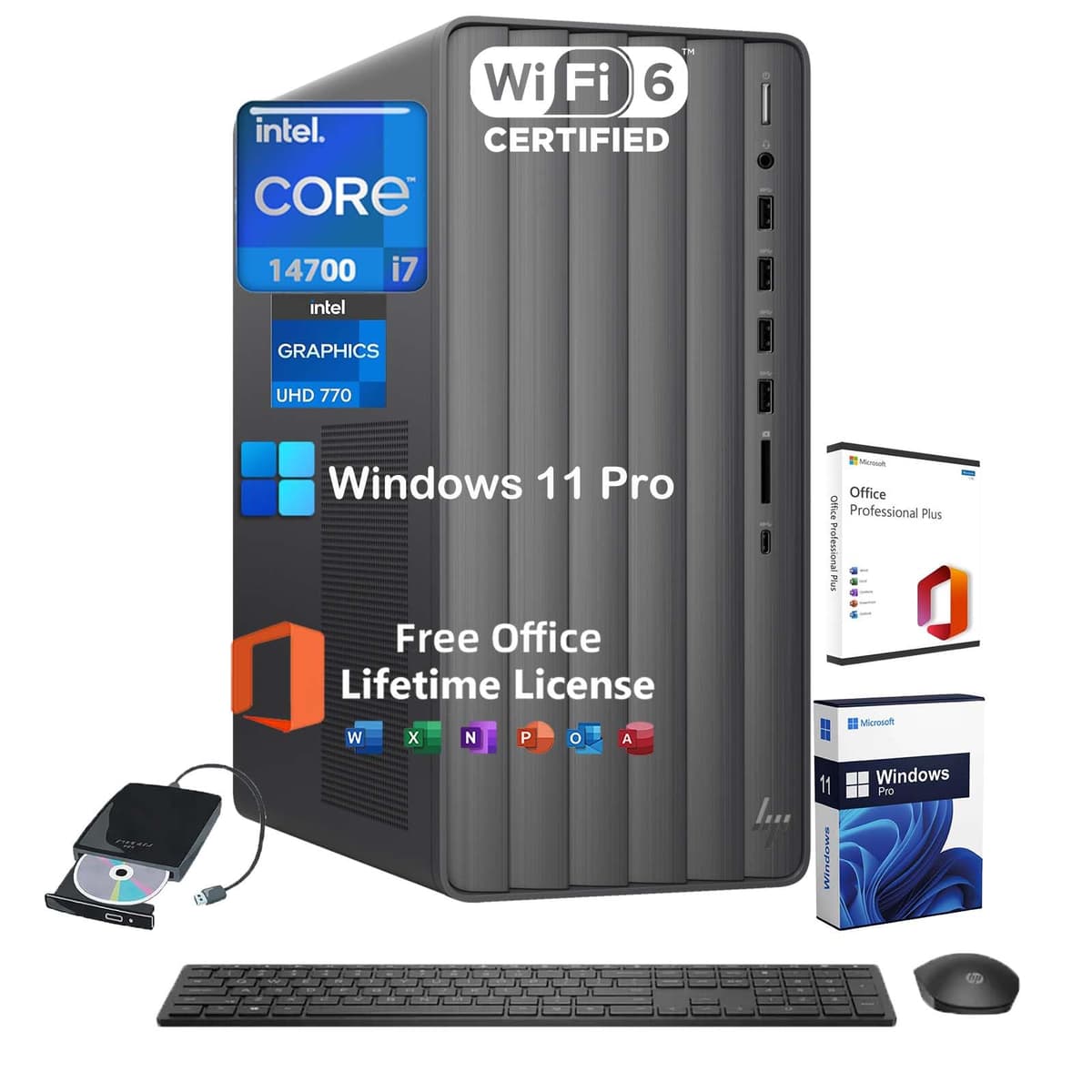 HP Envy Desktop PC - Intel i7-14700 (20 núcleos), 64GB RAM, 2TB SSD + 2TB HDD, Windows 11 Pro, Office Lifetime