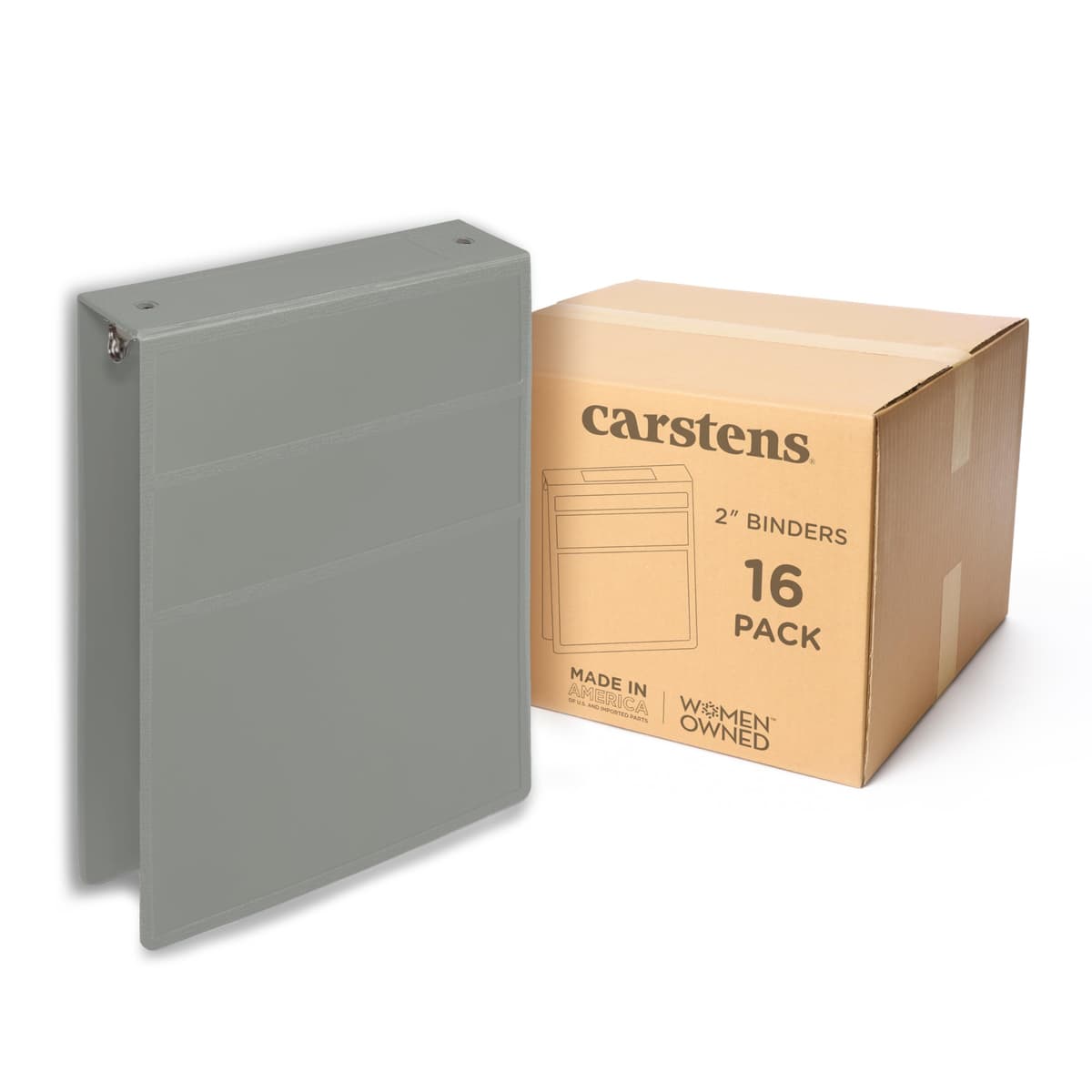 Carstens 2" Heavy Duty 3-Ring Binder Top Opening, Ash Gray, 2-inch, Waterproof, Sin Bolsillos, 300 hojas (2872-3R) 2872-3RCS