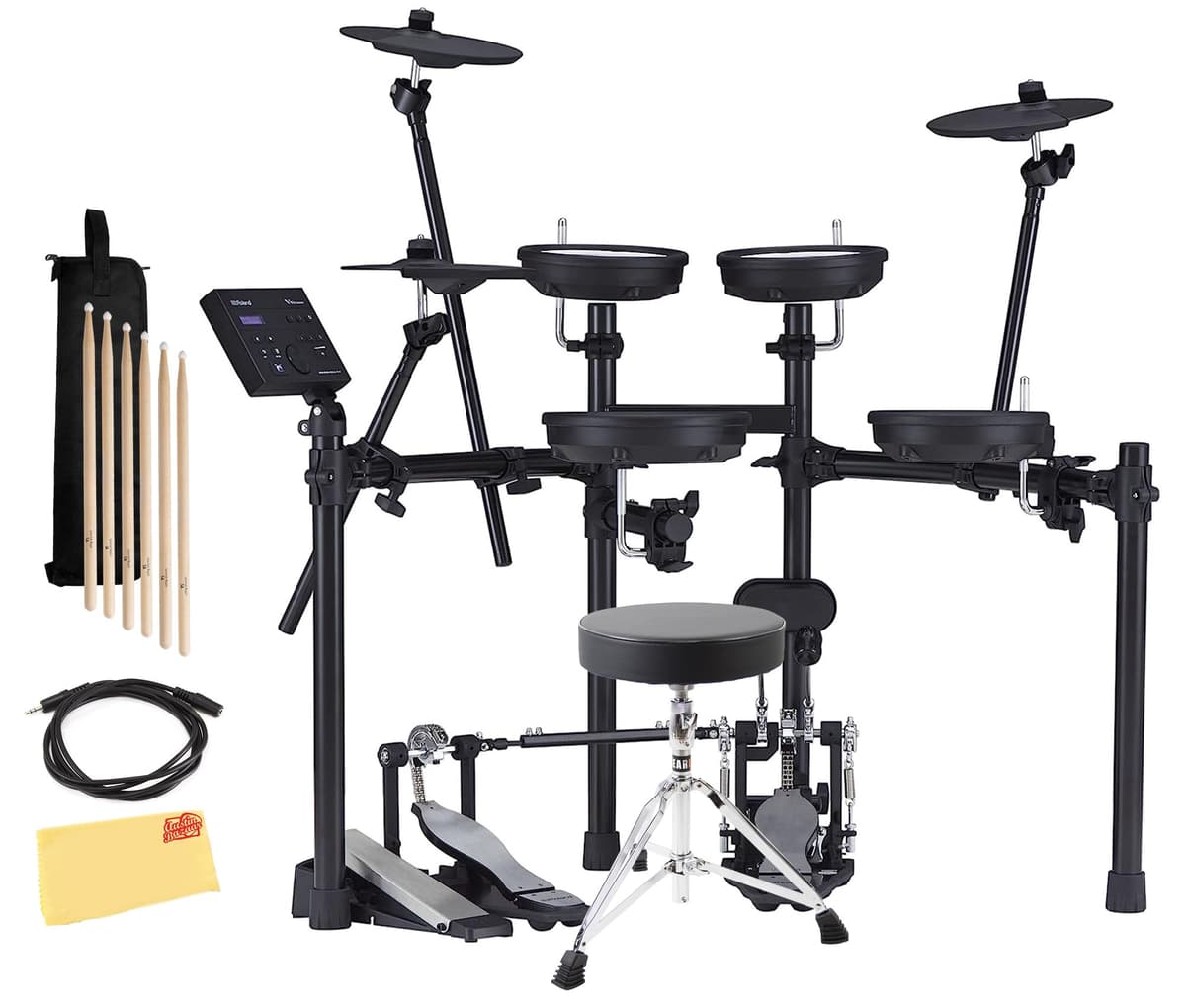 Roland V-Drums TD-07DMK Set de Batería Electrónica Paquete con Banqueta para Batería, Bolsa para Palillos, Cable de Audio de 3.5 mm, 3 Pares de Palillos y Paño de Pulido Austin Bazaar AUS-TD-07DMK-COMBO-PRO