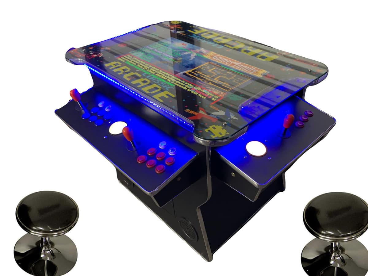 TOP US VIDEO ARCADES Maquina Arcade tipo Cocktail comercial Full Size con 4500 juegos y 2 taburetes