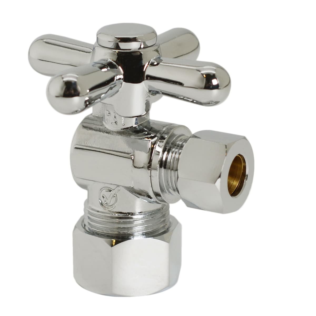 Westbrass D105BX-20-05 Válvula shut off angular 1/4-turn con manija cruz, 5/8" OD x 3/8" OD, Níquel pulido (20-Pack)