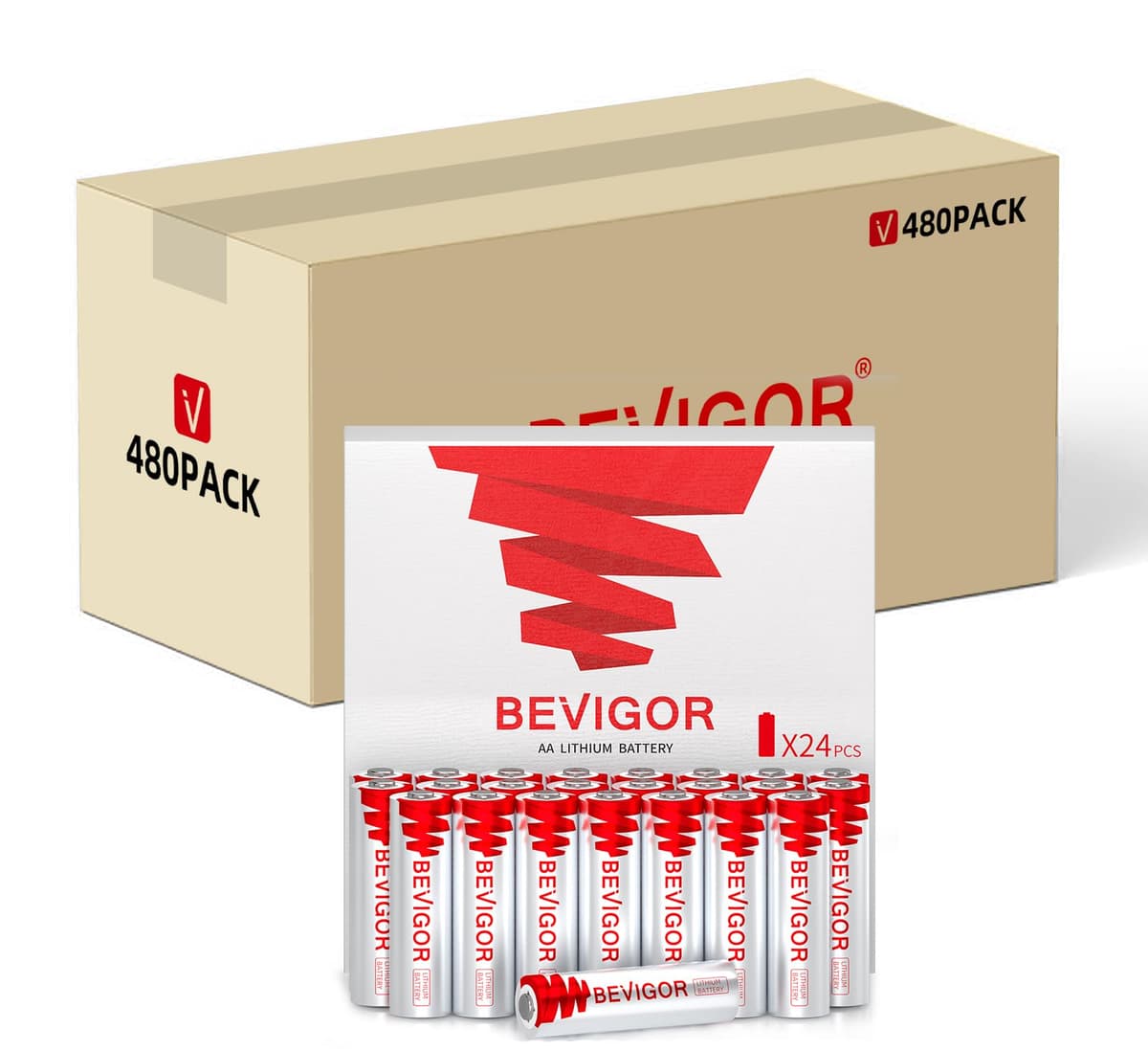 BEVIGOR Lithium Batteries AA - Pack 480, 1.5V (Non-Rechargeable)