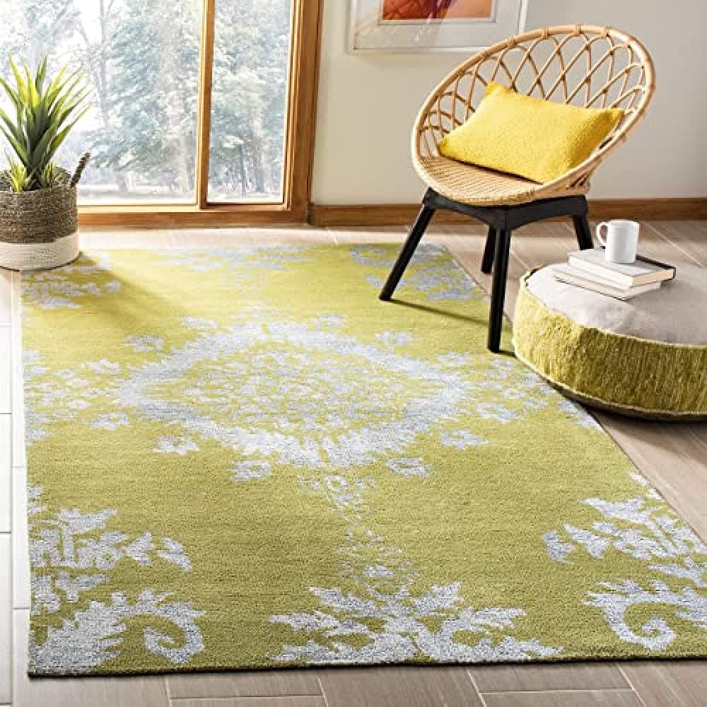 SAFAVIEH Stone Wash Alfombra 5' x 8' Chartreuse STW235A, Lana y Viscosa STW235A-5
