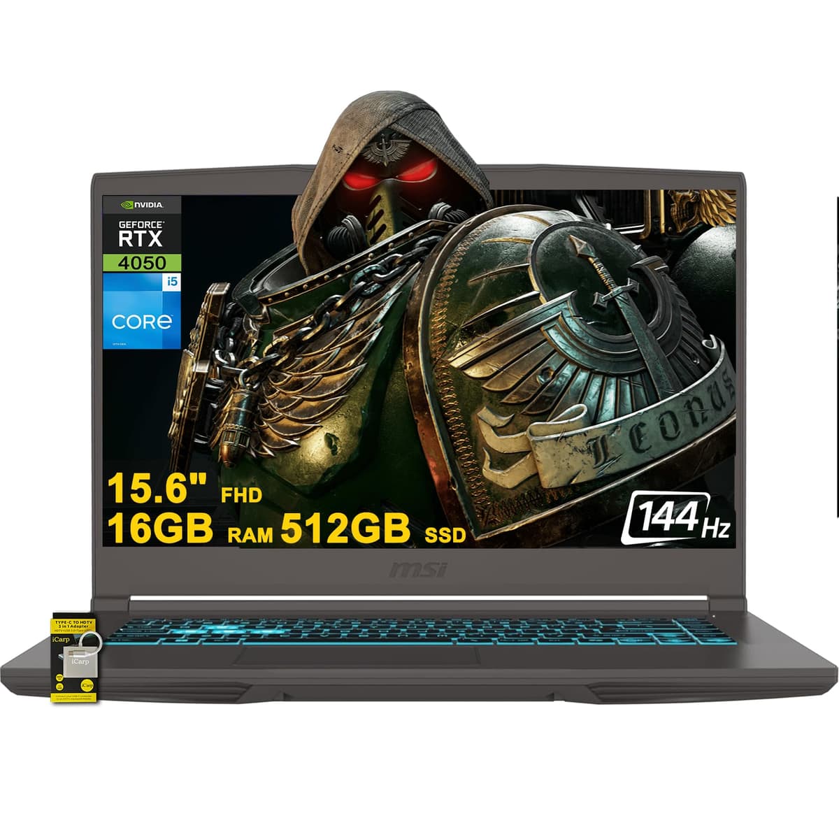Portátil para juegos MSI Thin 15 15.6" FHD IPS 144Hz Intel i5-13420H de 8 núcleos (>i7-11800H) 16GB RAM 512GB SSD GeForce RTX 4050 Tipo-C Retroiluminado Win11 ICP Hub f70fec28-ba79-44ec-a922-77a9e1248d8d