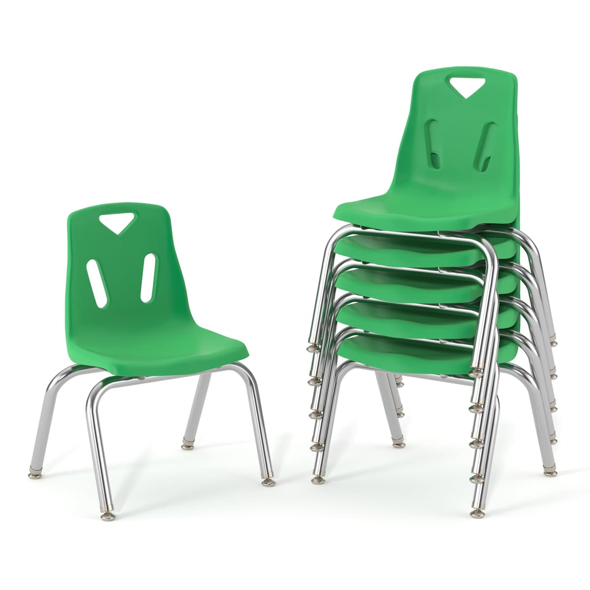 Berries Sillas apilables con patas cromadas 12" altura Verde pack x6 8142JC6119