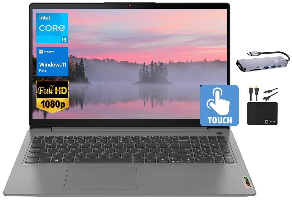 Lenovo IdeaPad 3i Empresarial 2023, Laptop 15.6" FHD IPS Táctil, Intel Core i3-1115G4 (hasta 4.10 GHz), 16GB RAM, 1TB SSD, Gráficos UHD, Webcam, Wi-Fi 6, Batería de Larga Duración, Windows 11 Pro + Accesorio Marxsol 2023 Newest Lenovo 15.6" IdeaPad