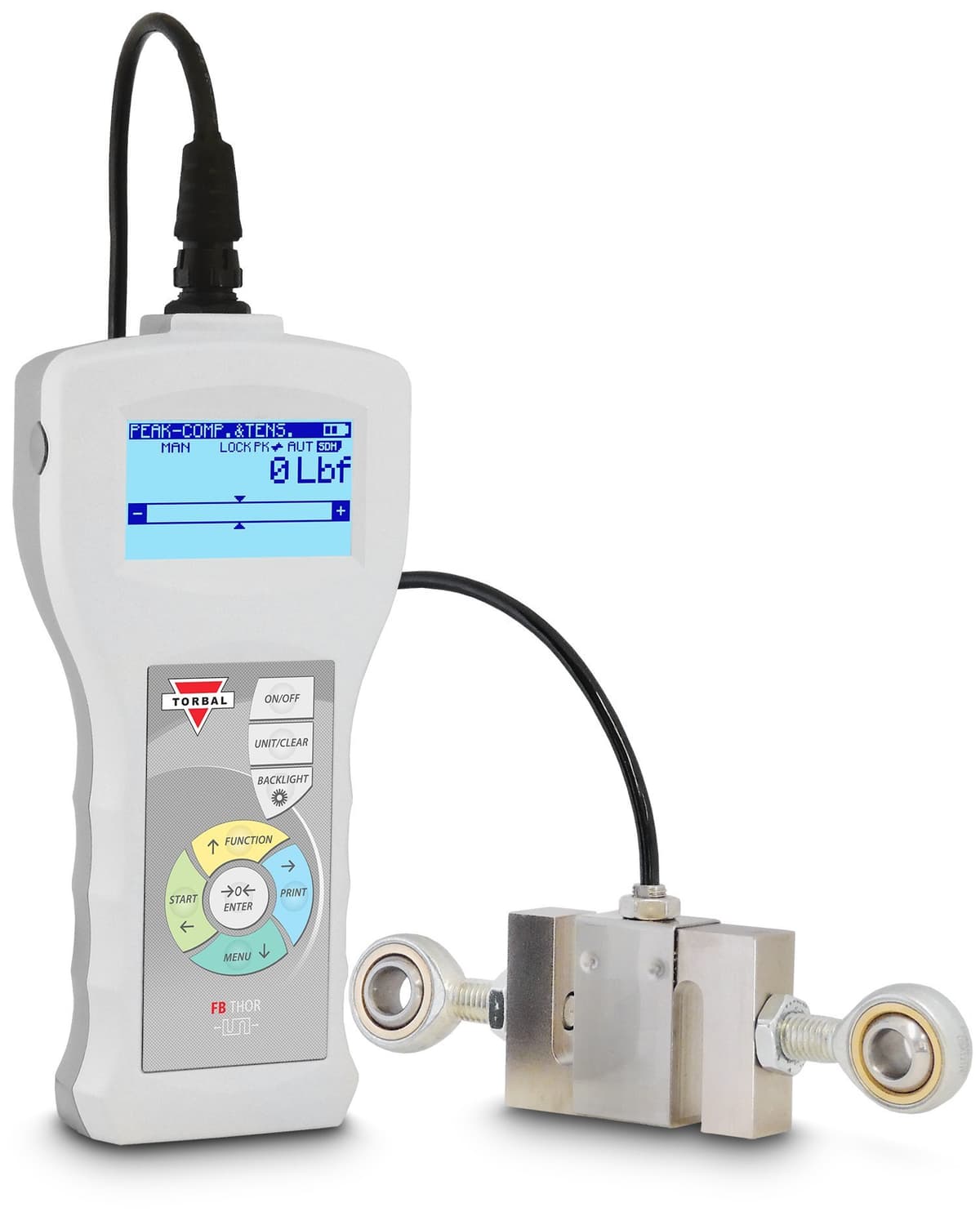 TORBAL FB50k Medidor de Fuerza Digital, 10,000 lbf x 2 lbf, Tracción y Compresión, microSD integrado, USB, RS232, Detección de Pico y Multipico