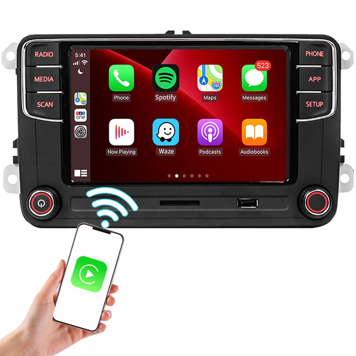 SCUMAXCON Radio para Auto 6.5" RCD360 PROIII PRO3 RCD330 CarPlay Inalámbrico Bluetooth RVC USB SD para VW Golf mk5 mk6 Passat Polo Jetta EOS CC VWA6430 US