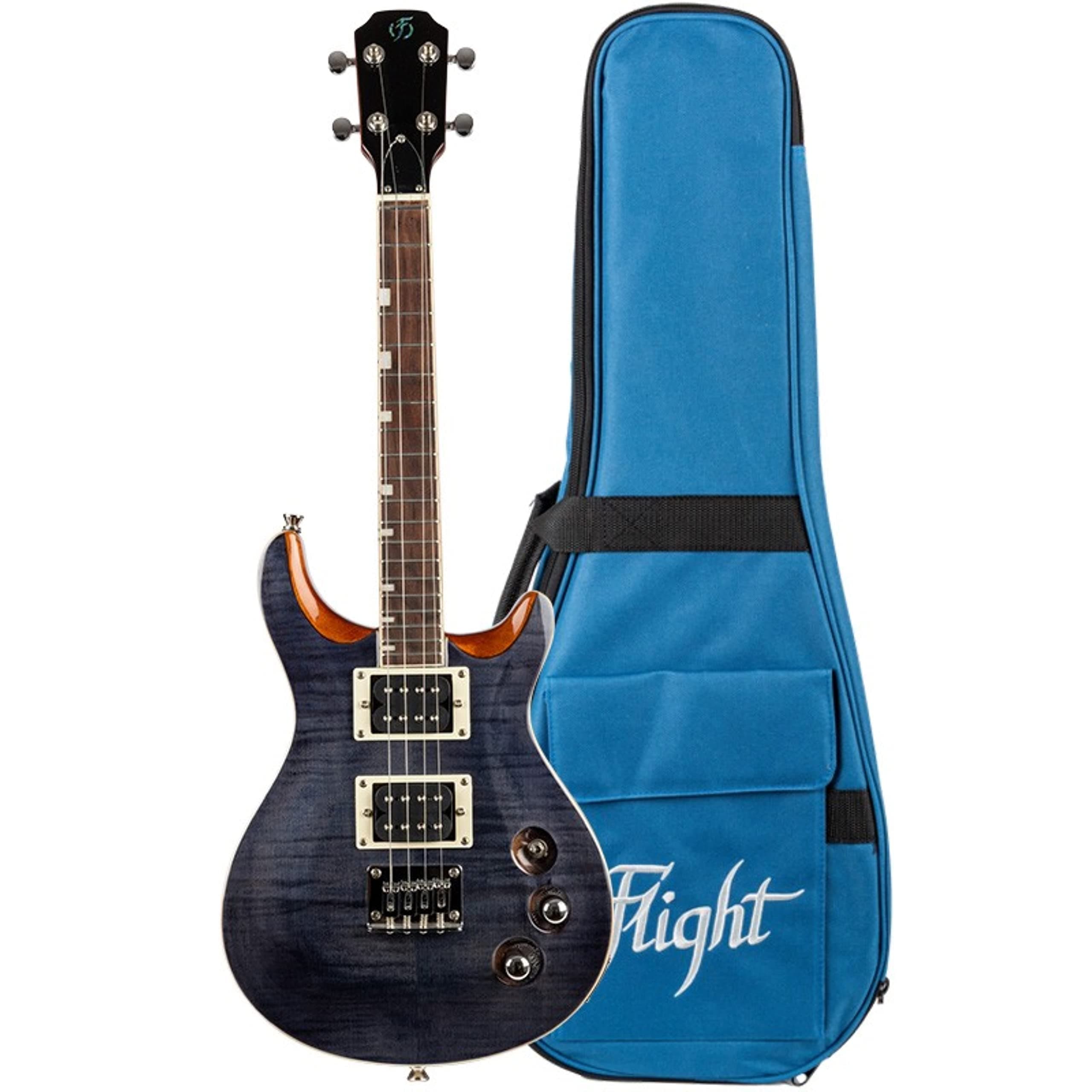 Flight Vanguard Ukulele Eléctrico Tenor Solid Body - Transparent Black ALMVANTETBK