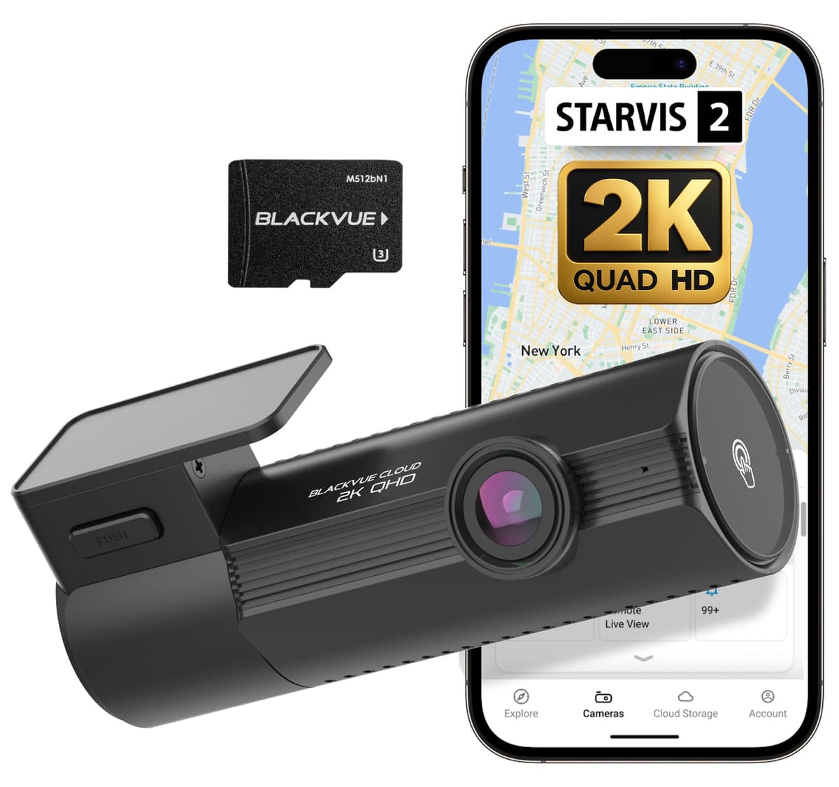 BlackVue Elite 8-1CH Dash Cam 2K QHD con STARVIS 2, HDR y modo de estacionamiento inteligente (512GB)