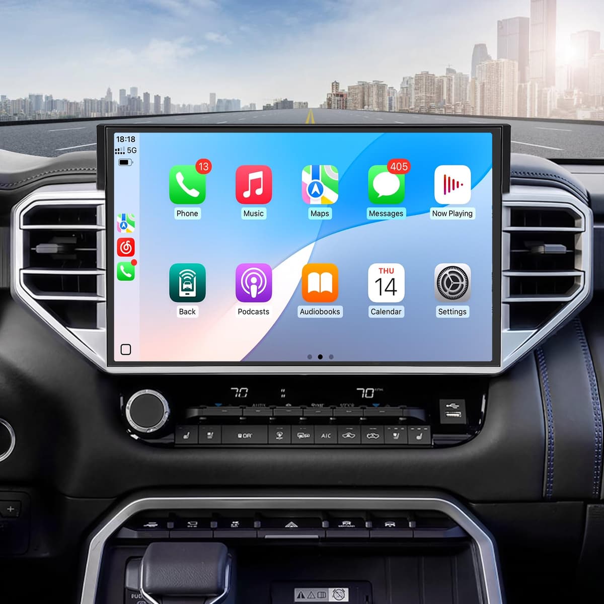 GYVCBREU Radio para auto de 14.6 pulgadas para Toyota Tundra 2022 2023 2024 - Estéreo central con CarPlay, pantalla táctil IPS 2K, Android Auto, Bluetooth, GPS, control en volante, WiFi y soporte para cámara de retroceso OEM