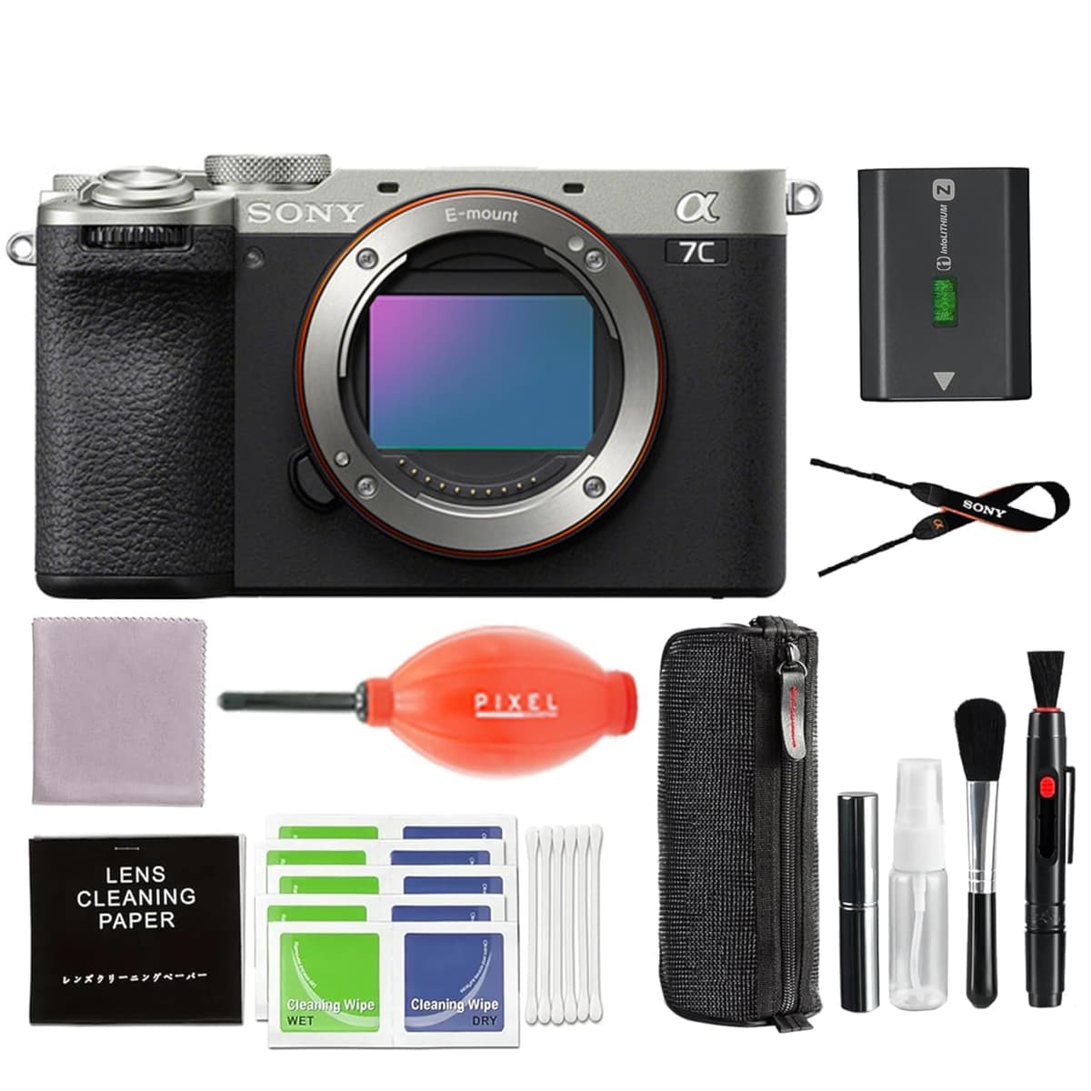 Sony Alpha 7C II (Silver) - Cámara full-frame 33MP con estabilización y 10-bit 4K, bundle de accesorios ILCE-7CM2/S