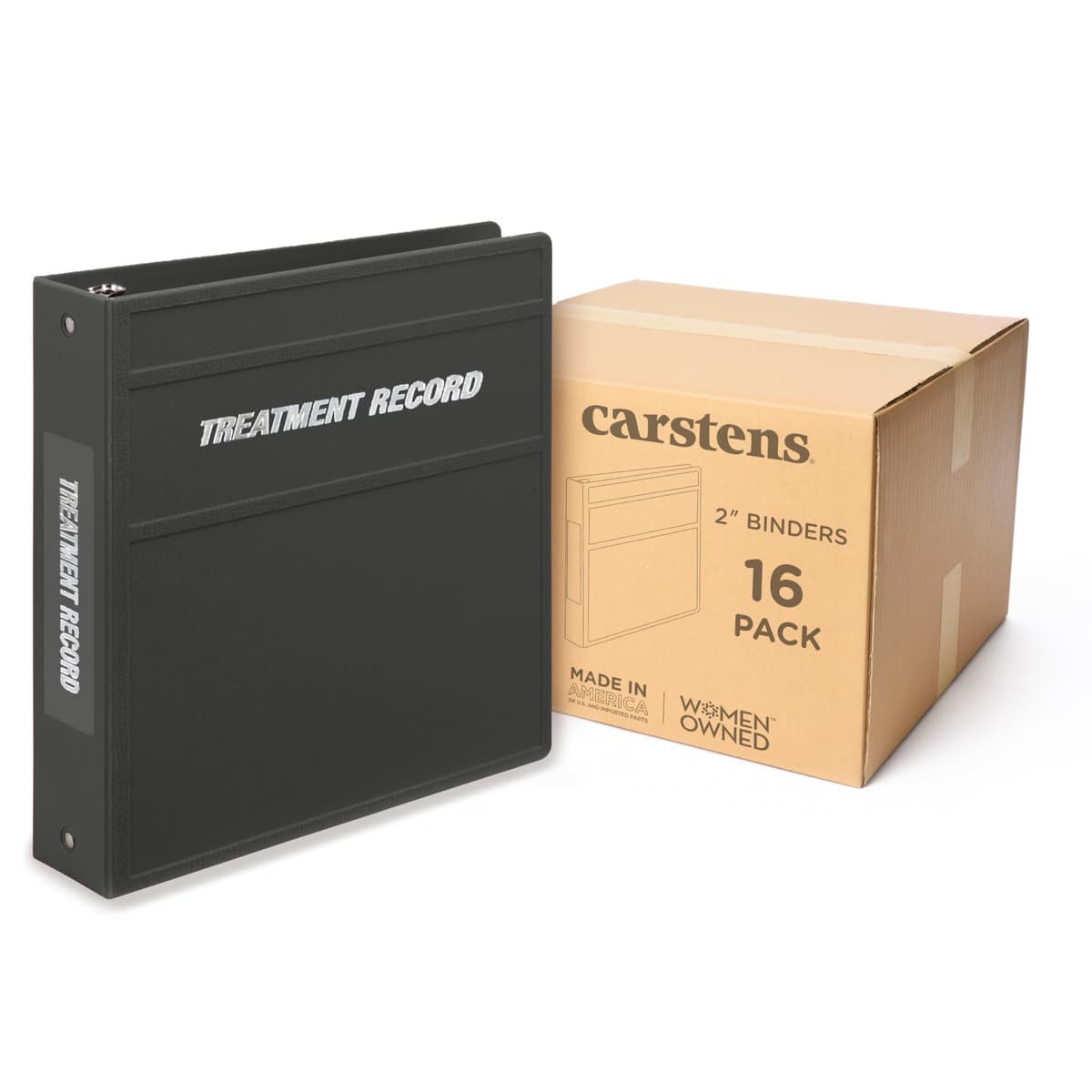 Carstens 2-Inch Heavy Duty Round Ring Binder para Treatment Administration Records - Side Opening Charcoal Gray, Case of 16 (1767-3RCS)