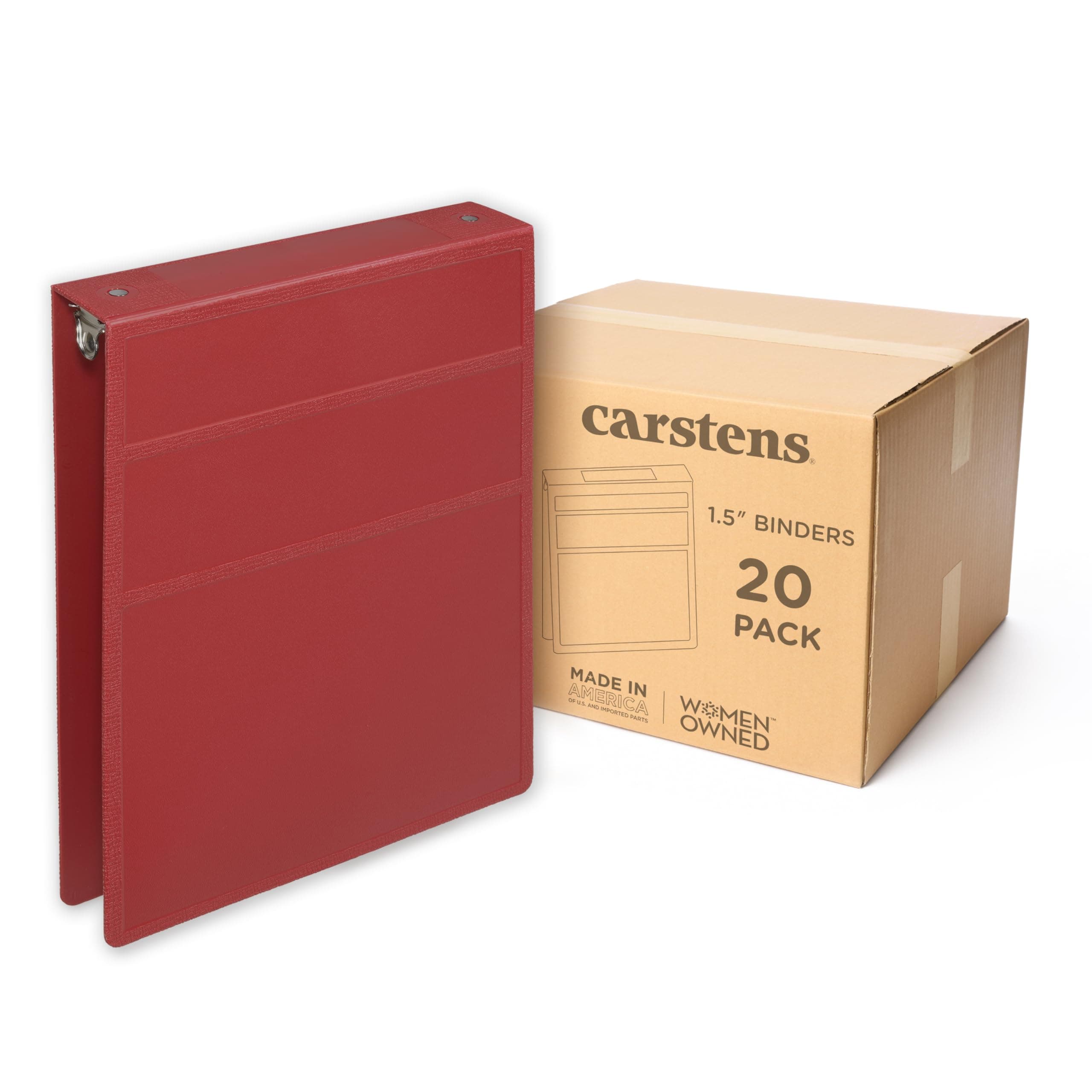 Carstens 1.5" Heavy Duty 3-Ring Binder - Top Opening, Brick Red, 1.5" (2069-3R) 2069-3RCS