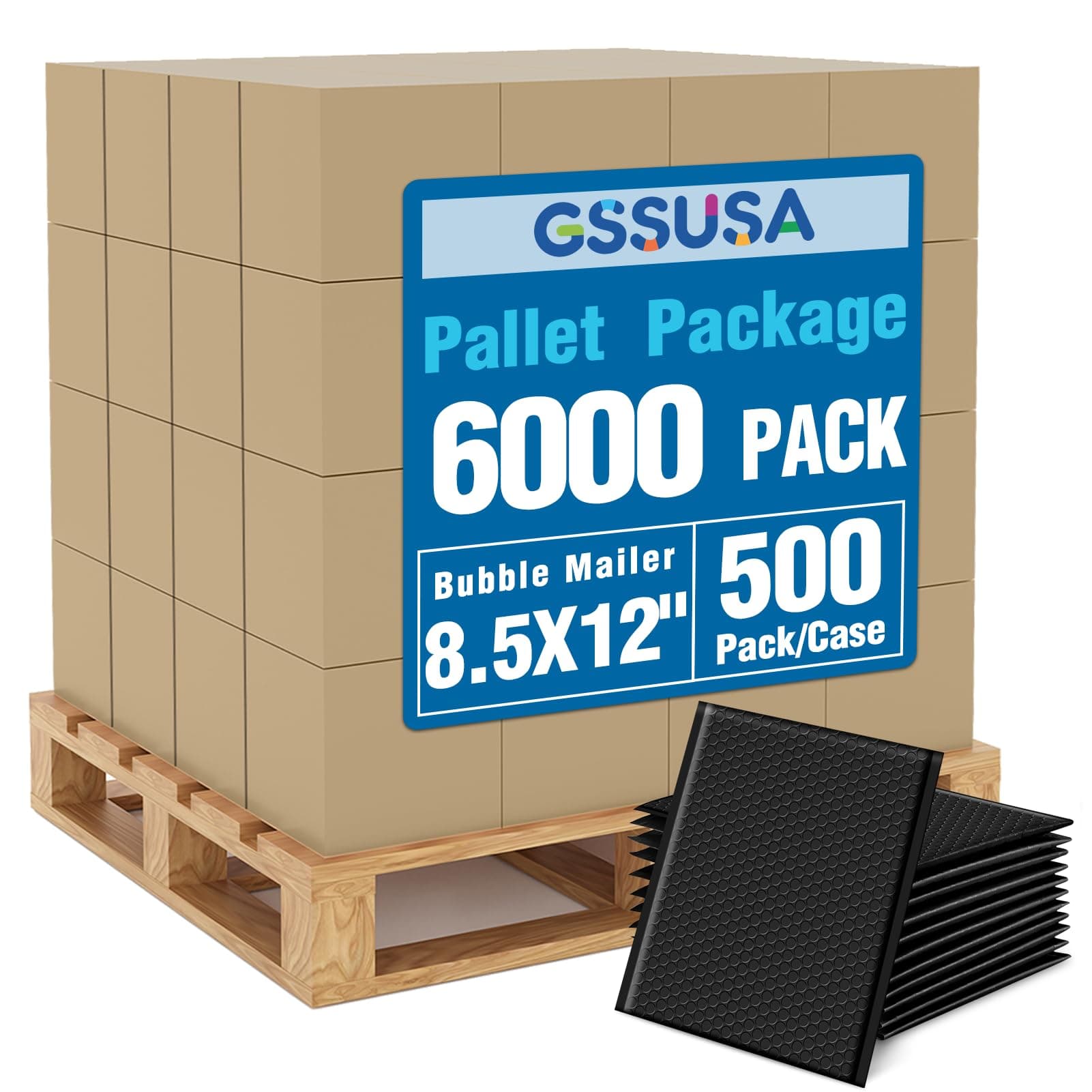 GSSUSA Black Bubble Mailers 8.5x12 pulgadas, pack 6000