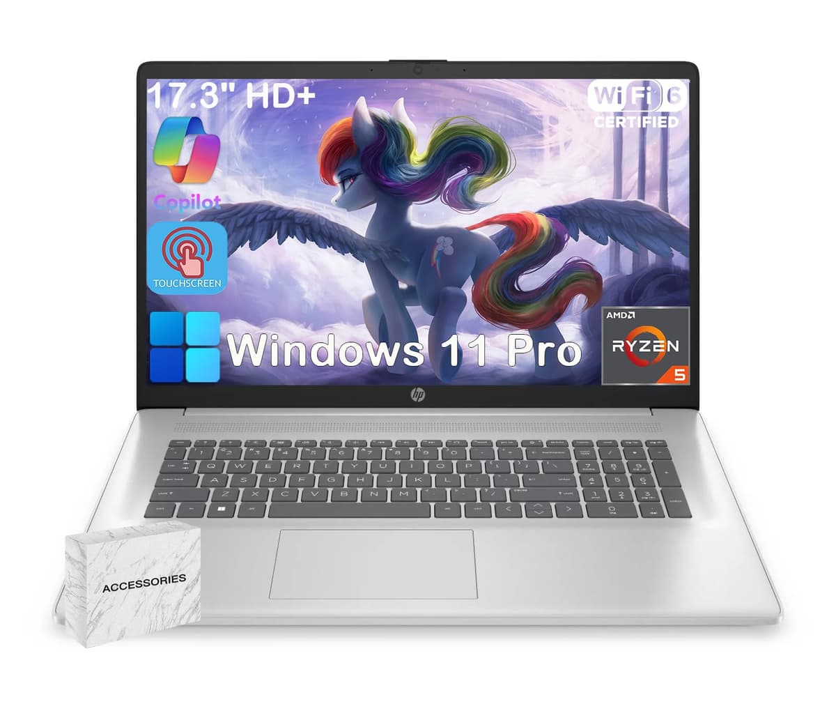 HP 2025 Laptop Touch 17.3" HD+ Touchscreen | Ryzen 5 7430U | Windows 11 Pro | 64GB RAM | 1TB SSD hp 17 laptop