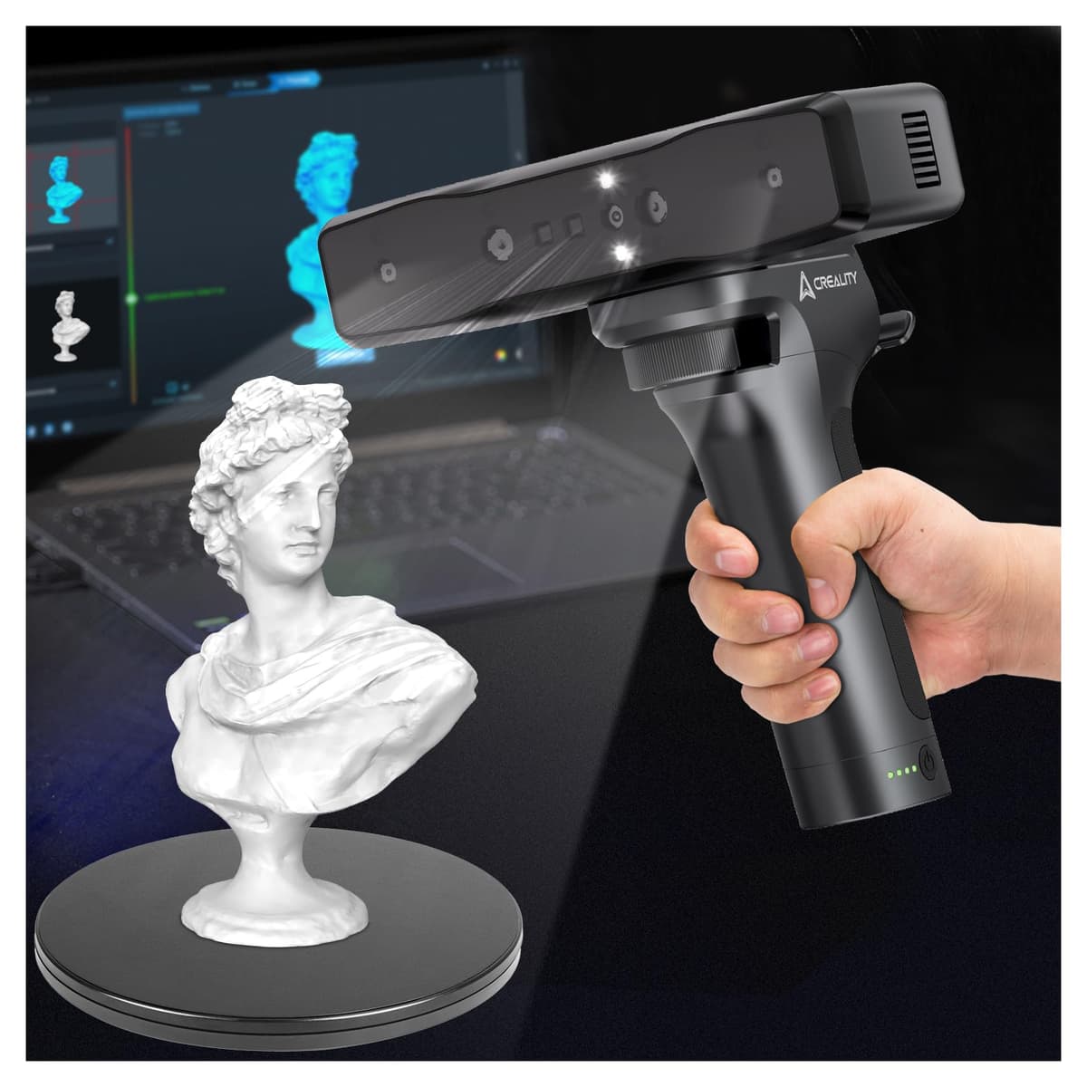 Creality Otter Lite Escáner 3D inalámbrico portátil 0.05mm, 30fps, Wi-Fi y control móvil AMUS-HYZ-3D-CR-Scan Otter Lite