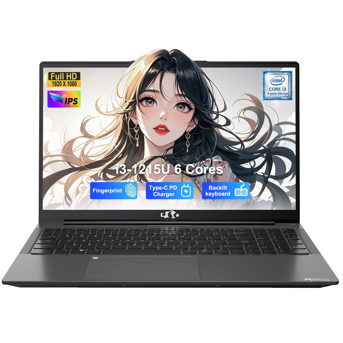 NIMO 15.6" IPS FHD - Laptop para Estudiantes, Intel 6 núcleos i3-1215U 32GB RAM 2TB SSD (Rinde como i5-1135G7, hasta 4.4GHz) Computadora con carga 65W Type-C, teclado retroiluminado, lector de huellas, para hogar y negocios, gris NIMO N154