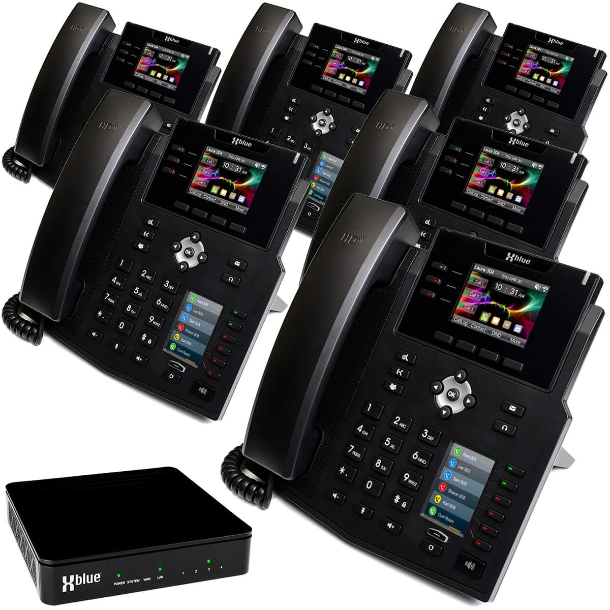 Xblue QB1006 Bundle - Sistema IP con 6 teléfonos IP9g y funciones empresariales