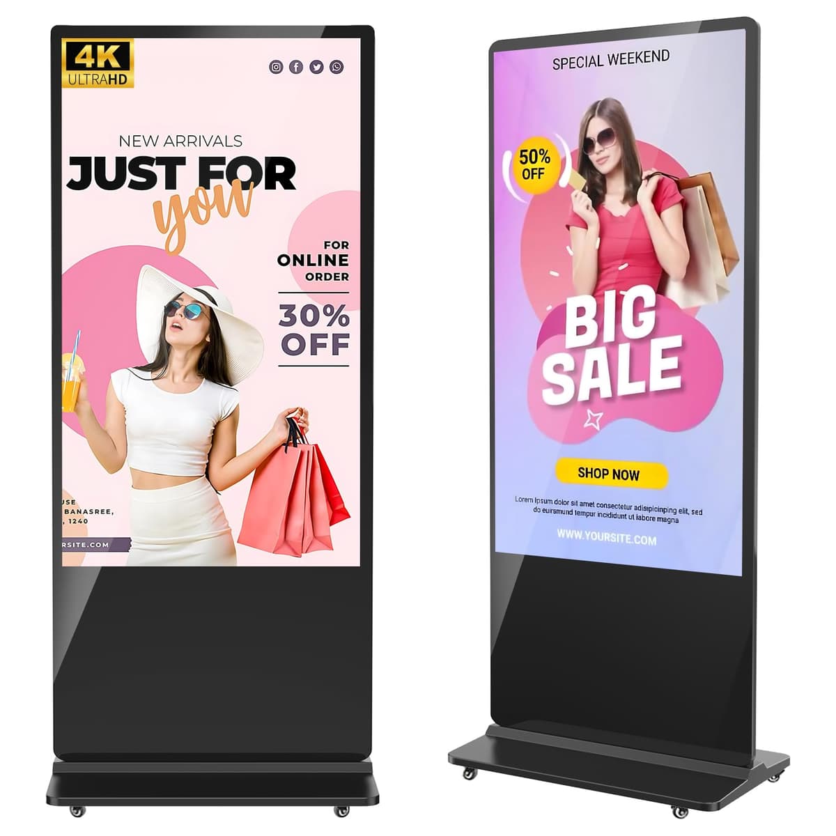 HARZHI 65 Inch 4K LCD Digital Signage Display Kiosk Indoor Floor Standing Poster con Reproductor Multimedia (65" NonTouch-Screen 4K)