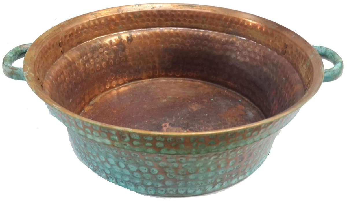 Generic Tazón de cobre para pedicura con pátina verde portátil