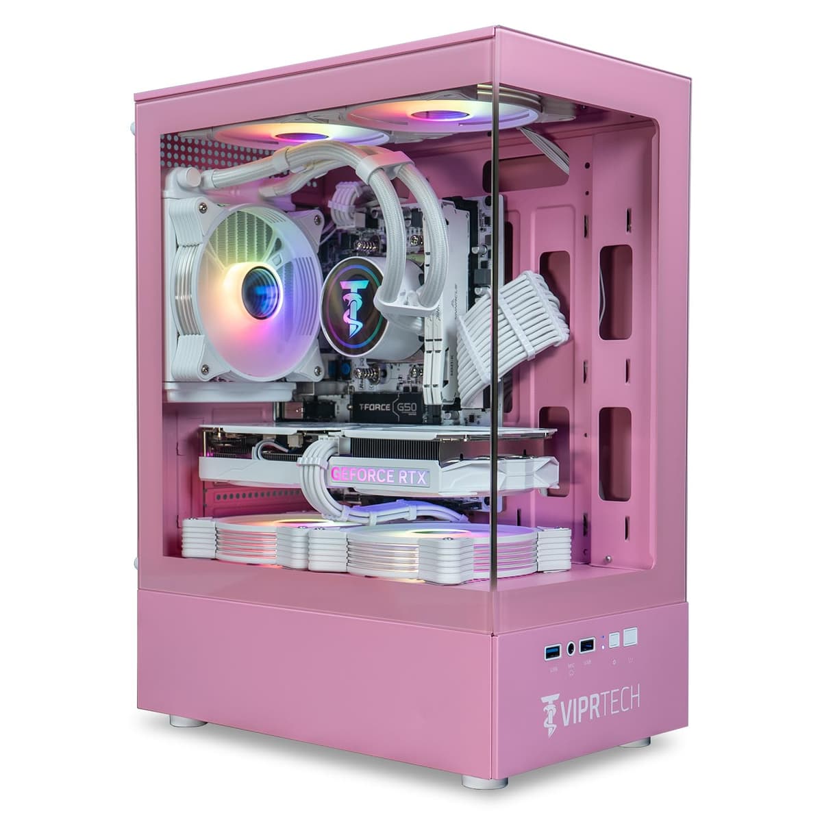 ViprTech Stryker 3.0 PC Gaming - AMD Ryzen 7 (4.1GHz refrigerado por líquido), RTX 3060 12GB, 16GB DDR4 3200, 1TB SSD, WiFi BT, Windows 11 Pro, RGB, Computadora de Escritorio Gaming Prearmada, Rosa R7-3060-32G-1T-L-Stryker