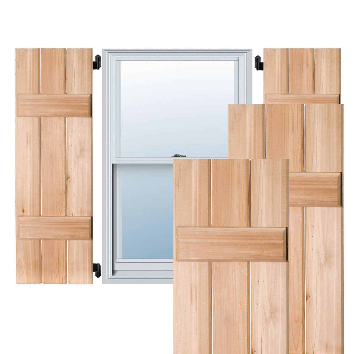 Ekena Millwork RWB12X061UNM Persianas exteriores de madera auténtica Board-n-Batten 12" x 61" (Par) Unfinished