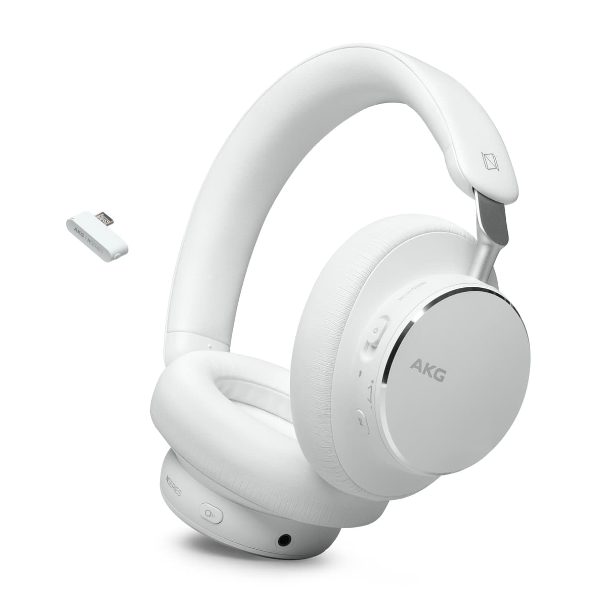AKG N9 Hybrid - Audífonos Over-Ear inalámbricos con ANC, dongle 2.4GHz y Bluetooth, 100h de batería (Blanco) AKGN9HYBRIDWHTAM