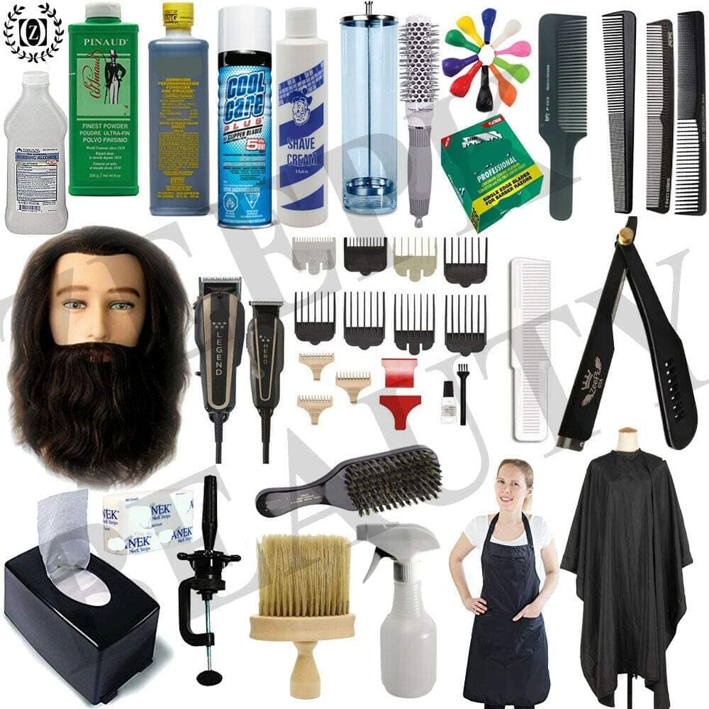 Liberty Supply Barber School Kit Beauty School Kit Men/Manikin Head Beard Clippers Practical Exam Approved Kit