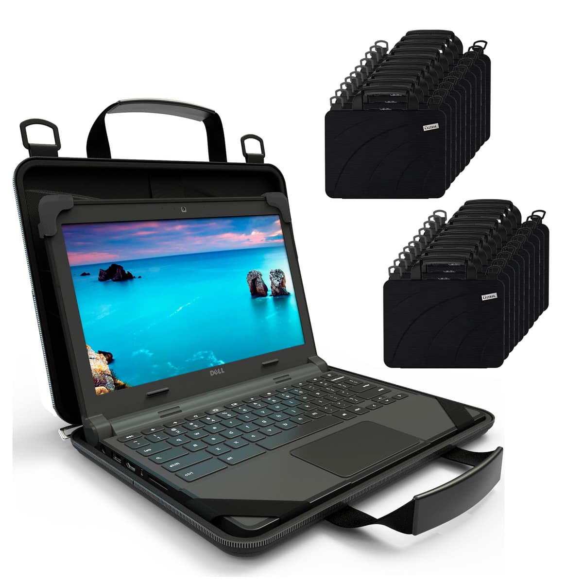 Estuche rígido protector siempre encendido para Chromebook UZBL 13-14 pulgadas con correa de hombro ajustable y asas de transporte (paquete de 20) EVA6864-20PACK