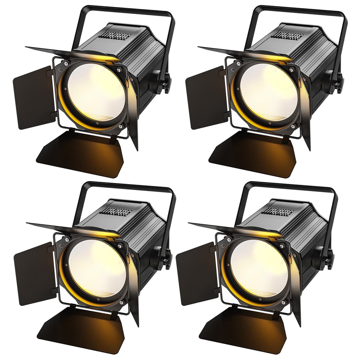 Sparklingtrack Luces PAR COB 200W con barn doors, 2 en 1 blanco frío y cálido, DMX (4 piezas) ZQ09012X4US