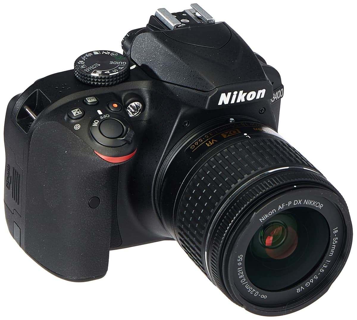 Cámara réflex digital Nikon D3400 con lente zoom DX AF-P 18-55 mm VR (negra) - (reacondicionada) K-100974-CR