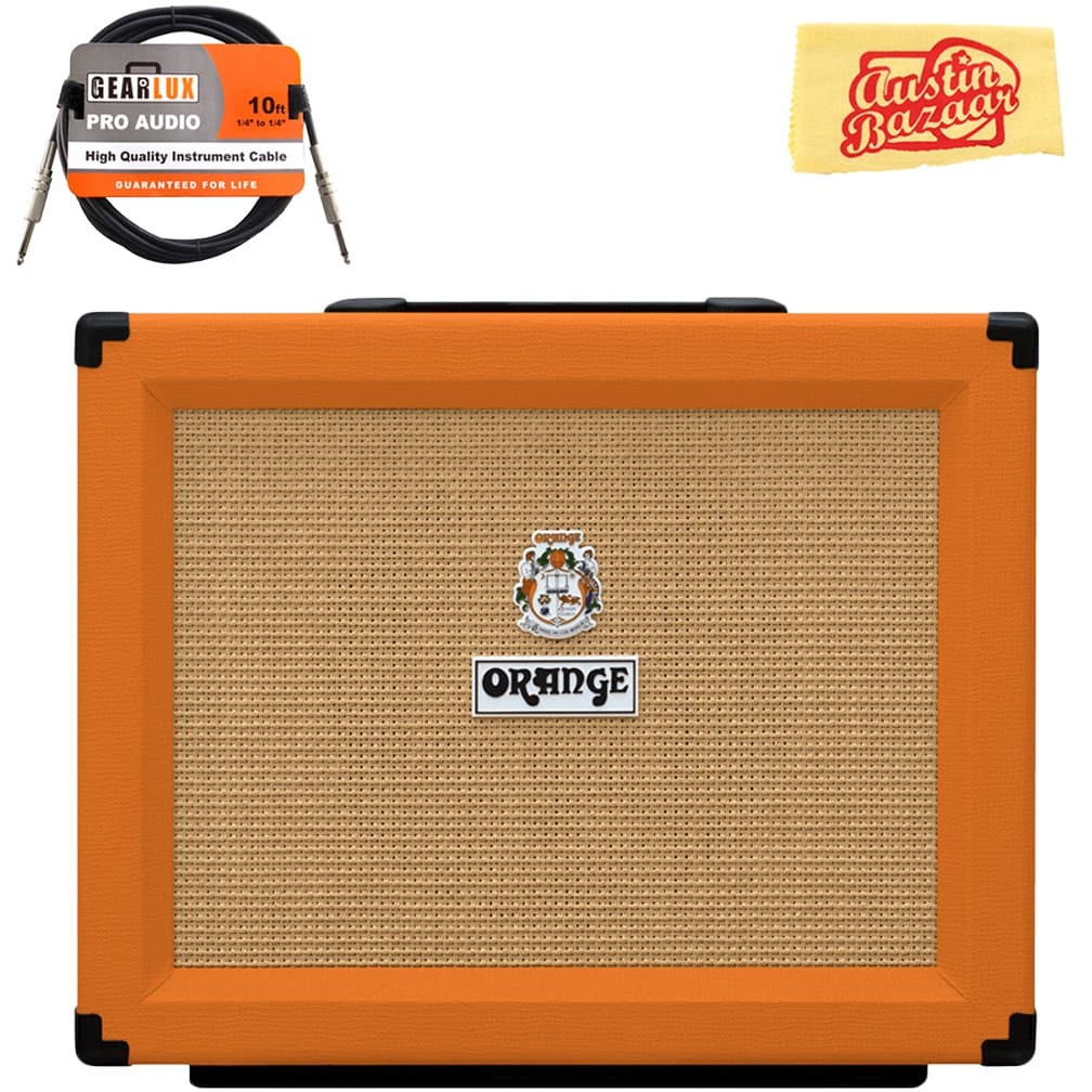 Orange PPC112 1x12" Closed-Back Speaker Cabinet Bundle con cable de instrumento y paño de pulido PPC112-COMBO-STD