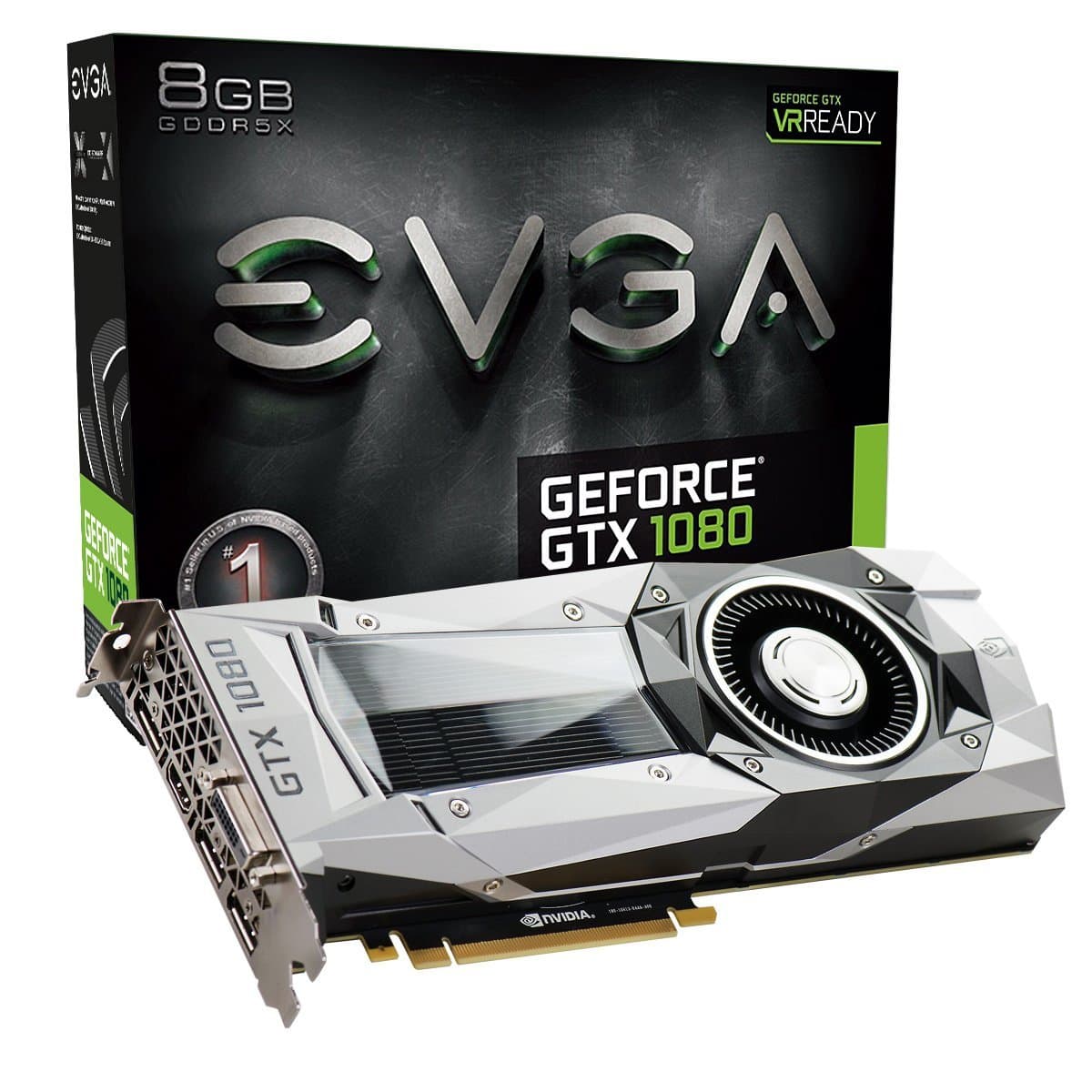 EVGA GeForce GTX 1080 Founders Edition, 8GB GDDR5X, LED, Soporte OSD DX12 (PXOC) Tarjeta de Video 08G-P4-6180-KR