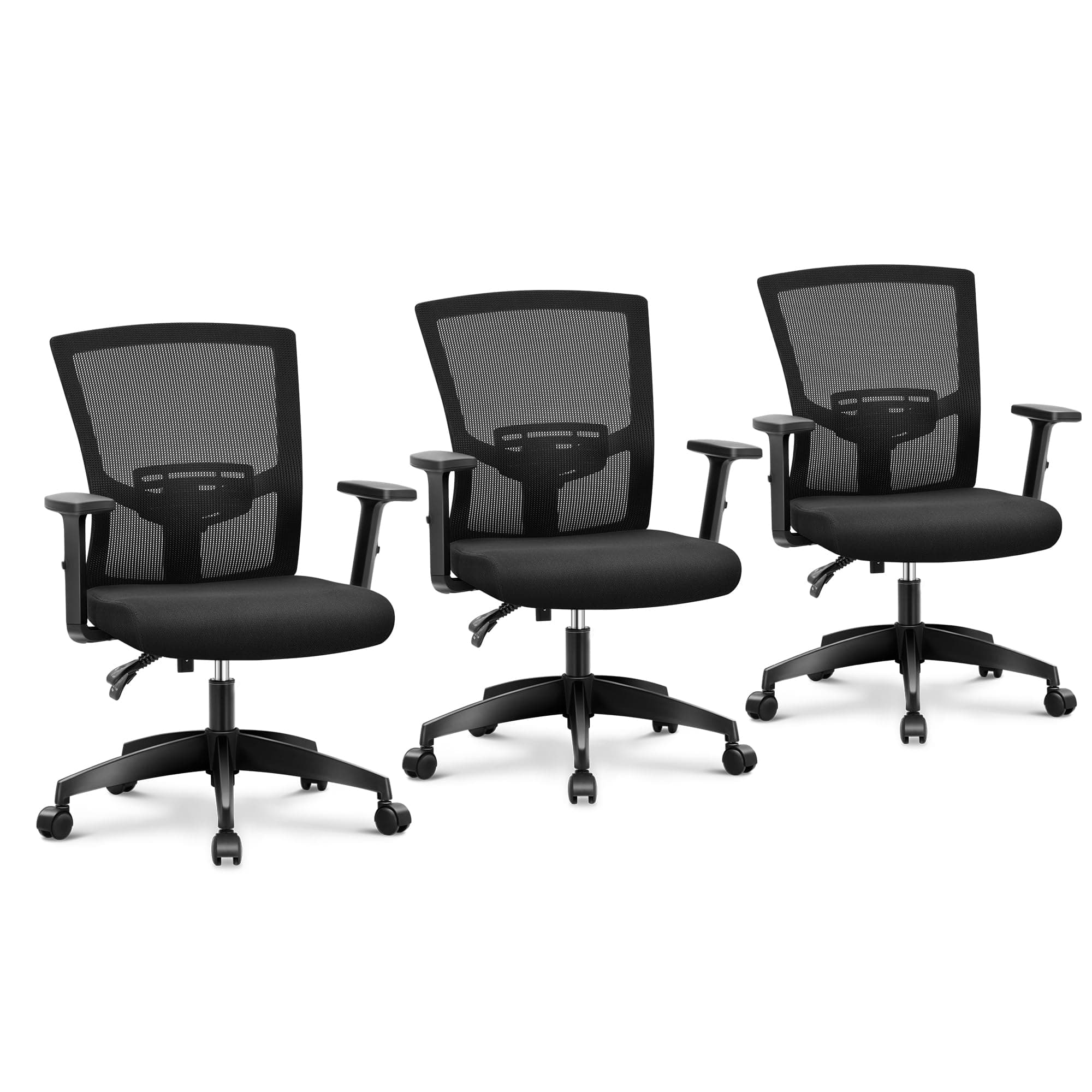 MAISON ARTS Silla de Oficina Mesh Set de 3, Respaldo Lumbar Ajustable, Mid-Back