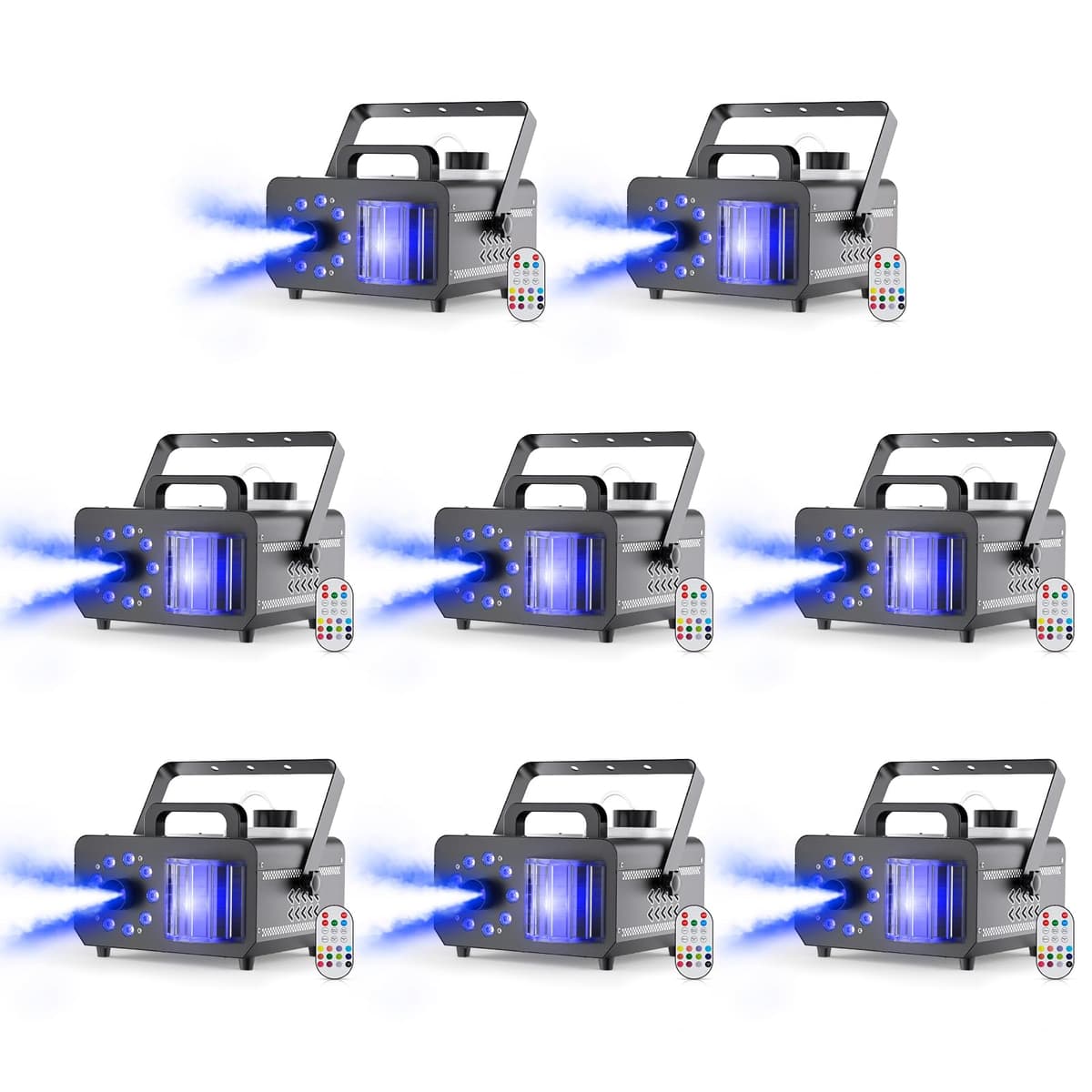 Warmdance 1200W Máquina de Humo con Luces 3 en 1, 14 Colores, Control Remoto Inalámbrico, Efectos Estroboscópicos ZQ10146USX8