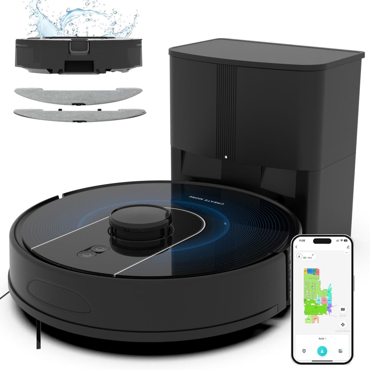 Bagotte A6 Pro Robot Aspiradora y Fregasuelos Auto-vaciado, 5000Pa, 150 min, Mapas LiDAR, Zonas Prohibidas, WiFi/App/Alexa G6Pro-1