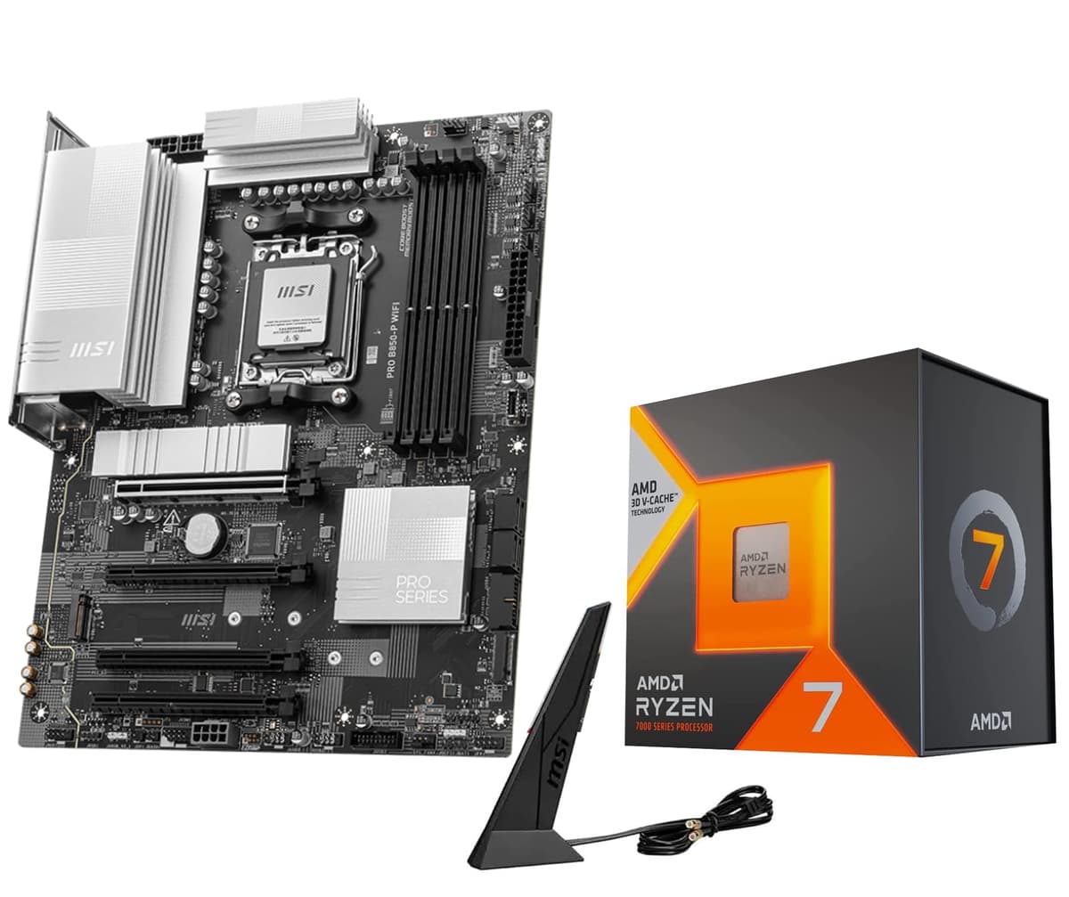 INLAND Micro Center Procesador AMD Ryzen 7 7800X3D con Placa Madre PRO B850-P WiFi (ATX, AM5, DDR5, PCIe 5.0, M.2 Gen5, Wi-Fi 7, LAN 5G) 7800X3DPROB850PWF