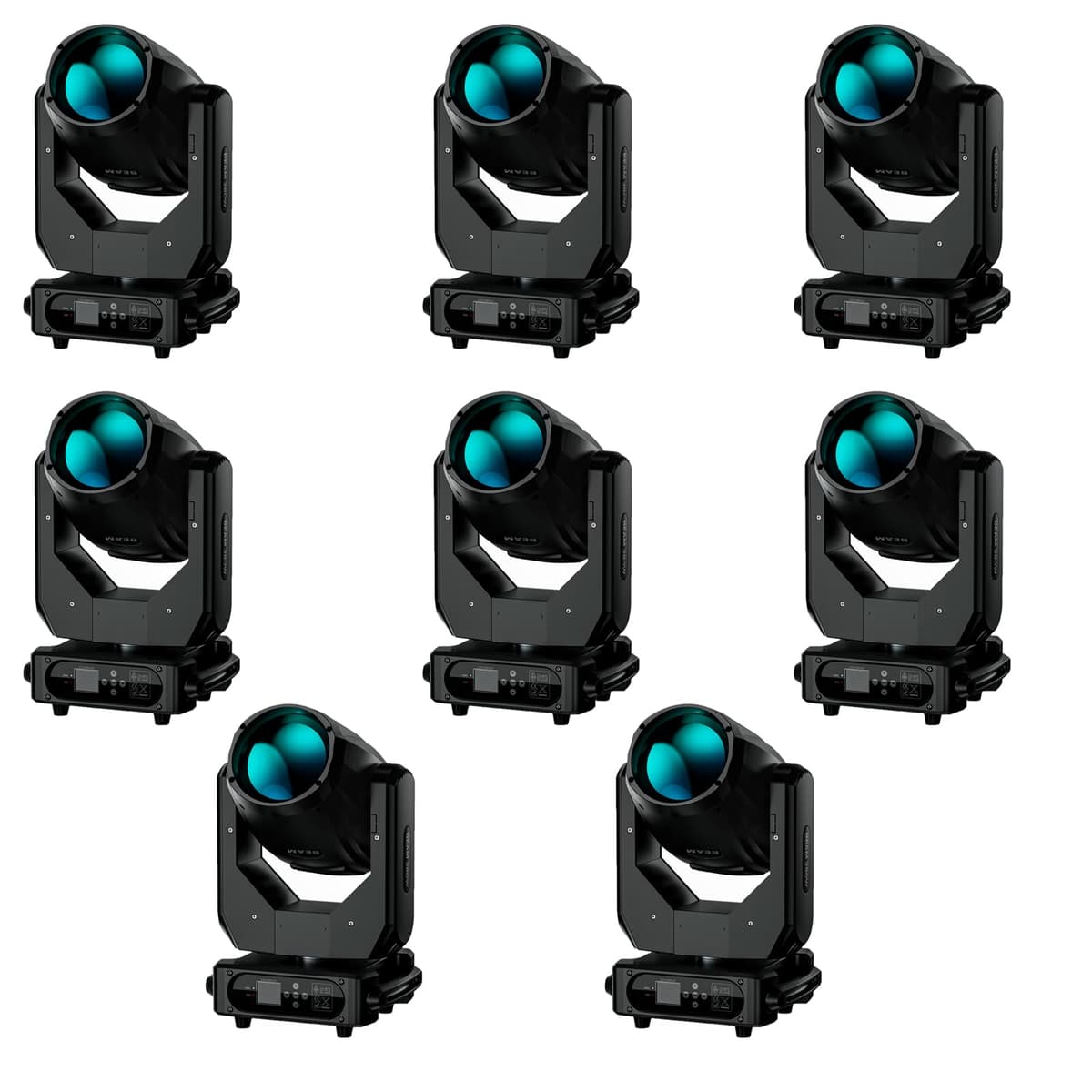 GdjRttk Pack 8 Moving Head 280W LED Beam 10R, 14 Gobos, 14 Colores, DMX512, Efectos Prisma y Strobe 02229