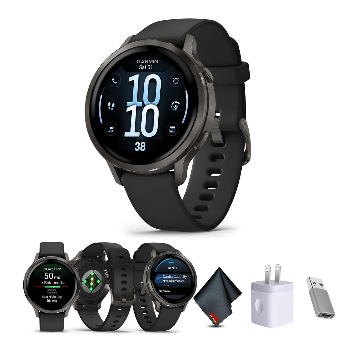Garmin Venu 4 41mm - Smartwatch GPS y entrenador avanzado (Slate, correa negra) 010-03013-02-AG2-1
