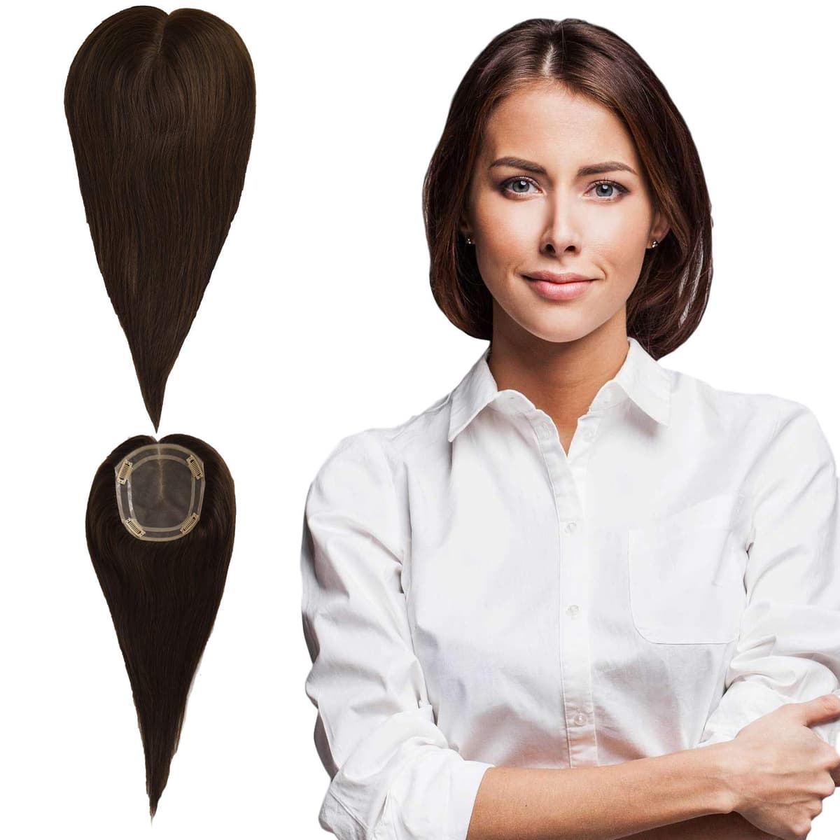 Briiwii Topper 5x6" Mono Base 16" #2 Dark Coffee Brown - Hair Topper de Cabello Humano Virgen BLT-M1811