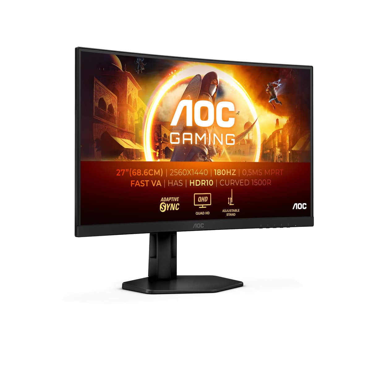 Monitor para computadora AOC 4X 68,6 cm (27") 2560 x 1440 píxeles Quad, W128925087 ((27) 2560 x 1440 píxeles Quad HD LCD negro) CQ27G4X