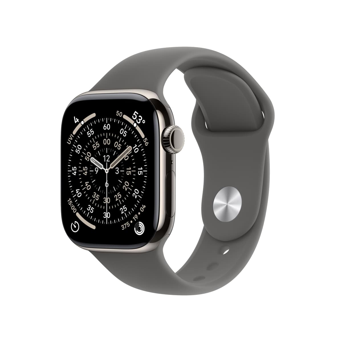 Apple Watch Series 11 [GPS + Cellular 42 mm] Smartwatch con caja de titanio natural y correa deportiva Stone Gray - S/M. Puntuación de sueño, rastreador de actividad, monitoreo de salud, pantalla siempre activa, resistente al agua MF8M4LW/A