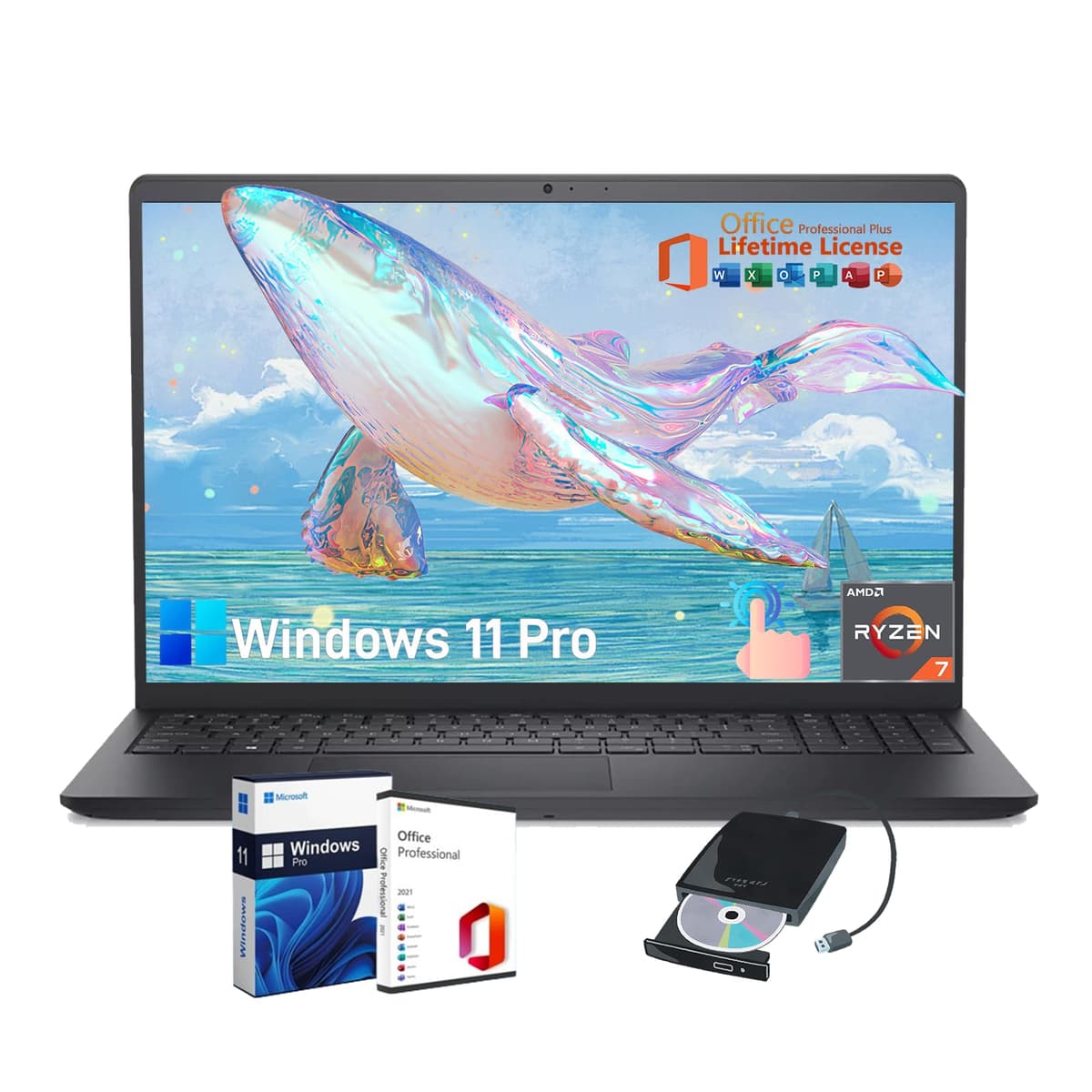 Dell Inspiron 3535 15.6" táctil AMD Ryzen 7-7730U 32GB RAM 1TB SSD Windows 11 Pro Inspiron 15 3535