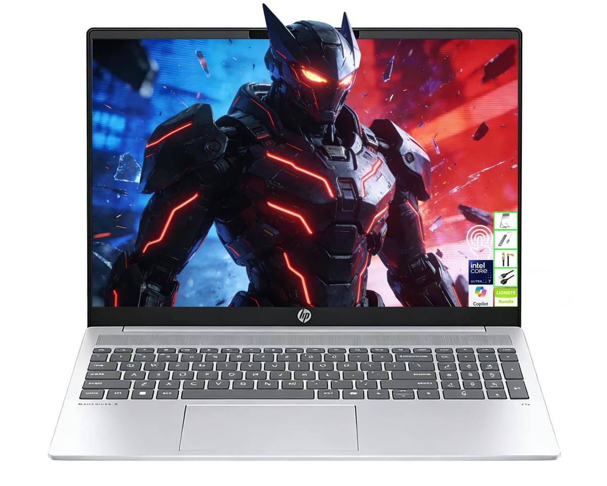 HP OmniBook 5 de 16" Pantalla táctil IPS 2K antirreflejo, Intel Core Ultra 7 255U, 16GB RAM, SSD 2TB, Tecla rápida Copilot, Carga rápida, Wi-Fi, para trabajo/entretenimiento/multitarea, Windows 11 Home, paquete LE 16-af1017wm