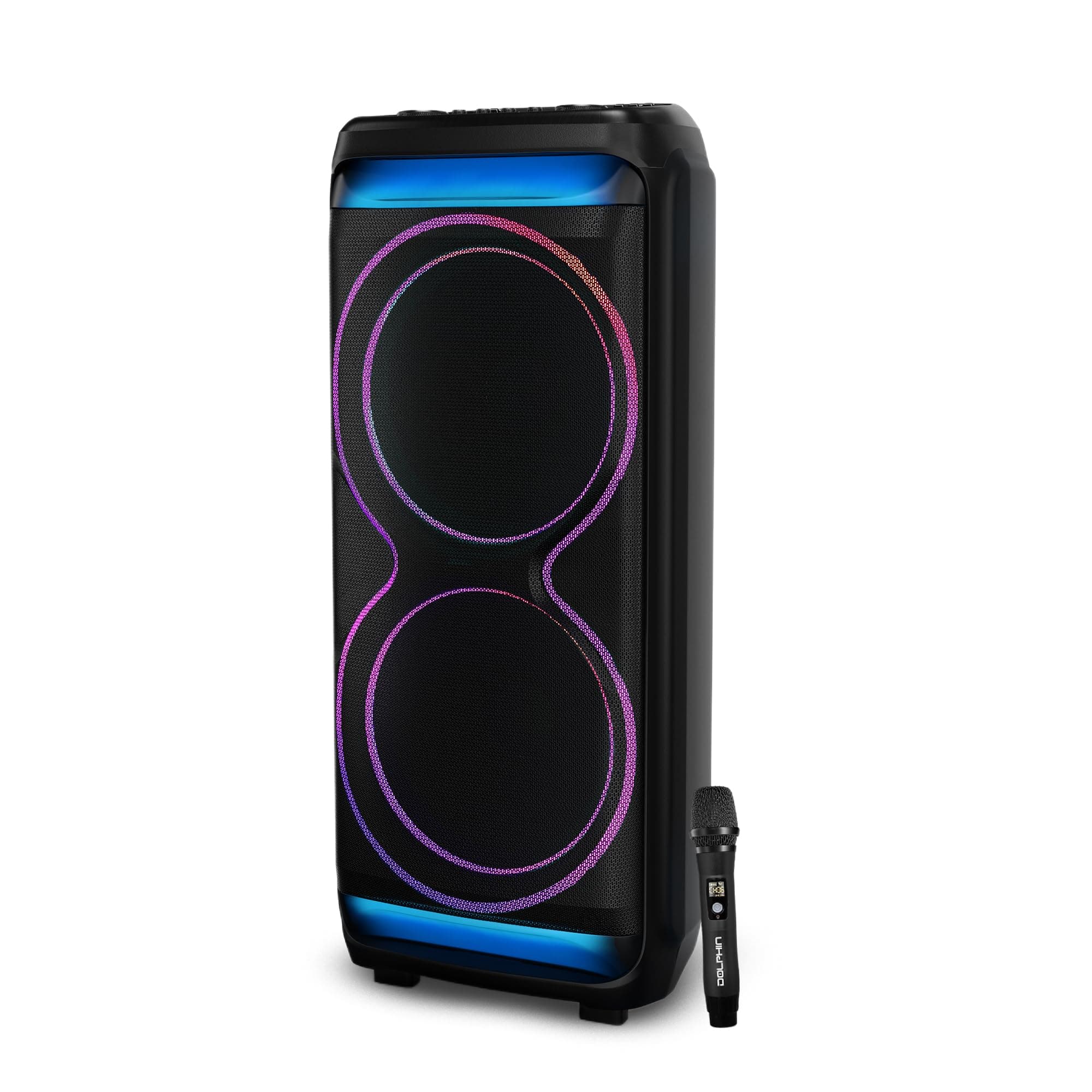 Dolphin SP-5500RBT Bocina Party Bluetooth Dual 15" 100W RMS con LED y Micrófono