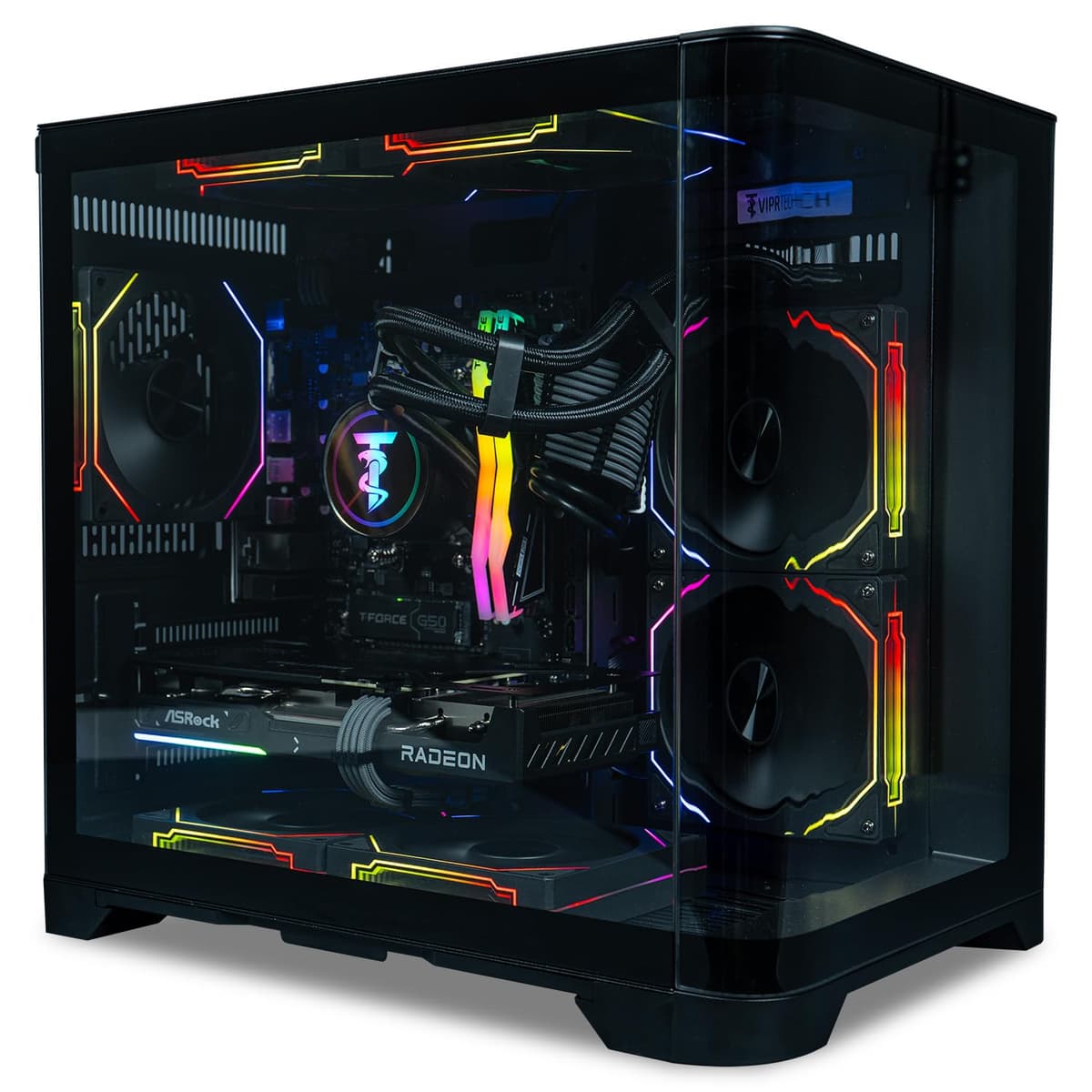 ViprTech Reaper - PC gaming refrigerada por líquido con Ryzen 7 8700F, RX 9060 XT 16GB, 16GB DDR5, 1TB NVMe R7-7800XT-32G-2T-L-Reaper