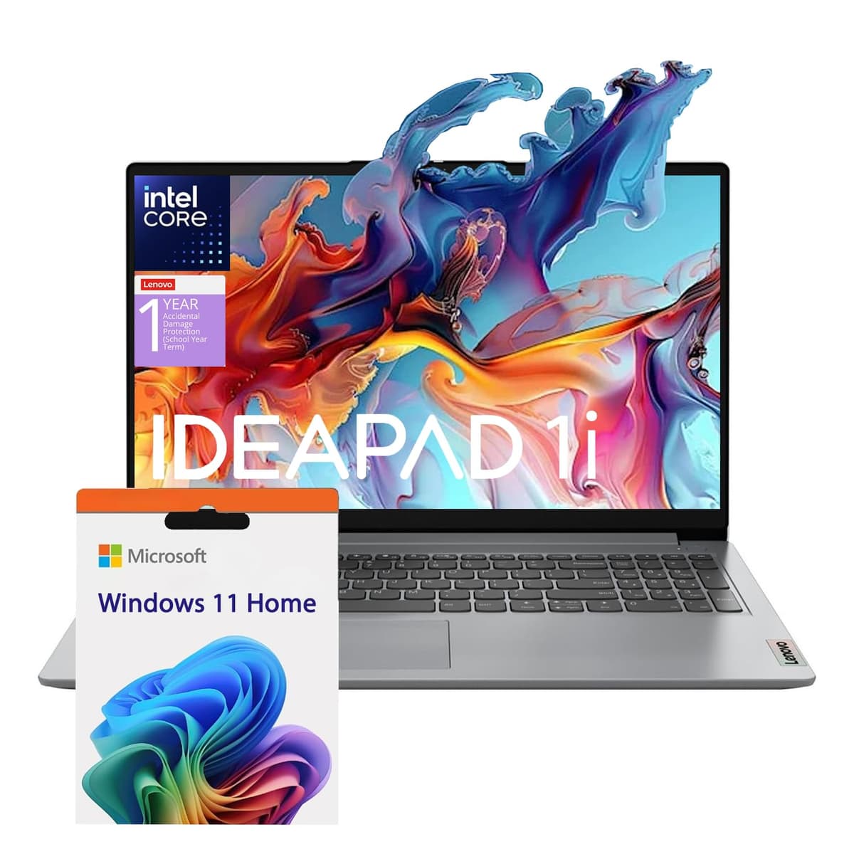 Lenovo Essential Laptop | Ideapad 1i | 20GB RAM | Pantalla FHD 15.6" | 1TB PCIe + 128GB eMMC de almacenamiento | 1 año Office 365 + ADP de Lenovo | Procesador Intel de doble núcleo | HDMI | Wi-Fi 6 | Windows 11 Home | Gris