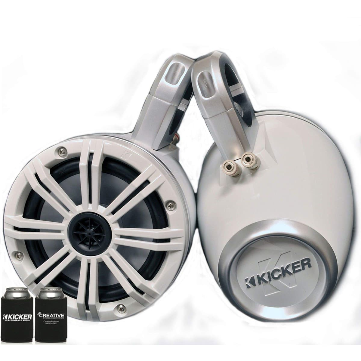 KICKER Sistema de torre wake White con parlantes marinos de 6.5" (2)41BKM604W+12KMTESW